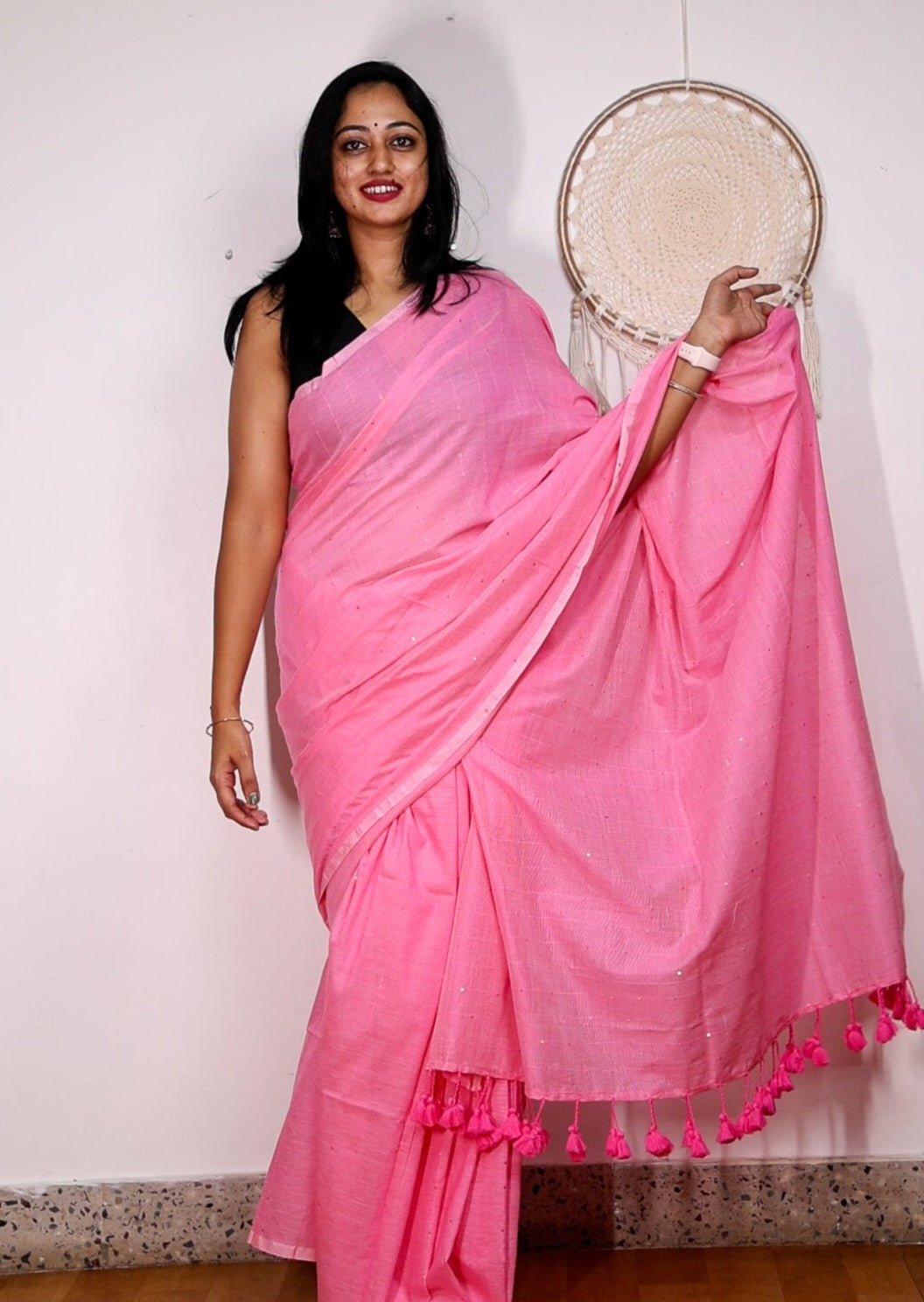 Pink Cloud Cotton Saree