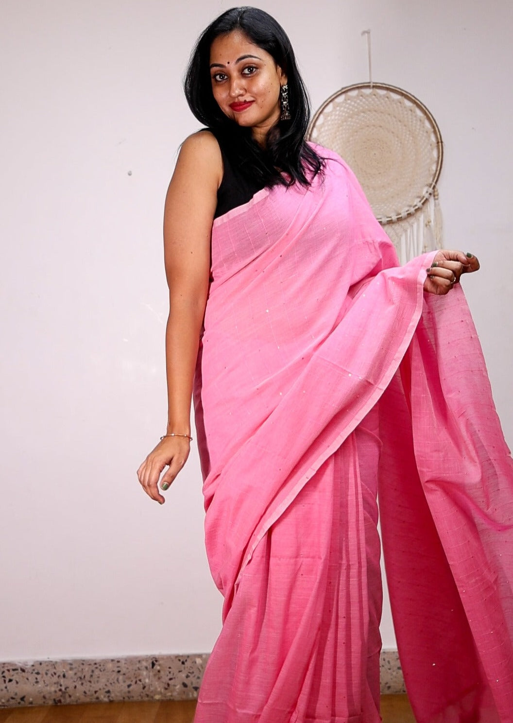 Pink Cloud Cotton Saree