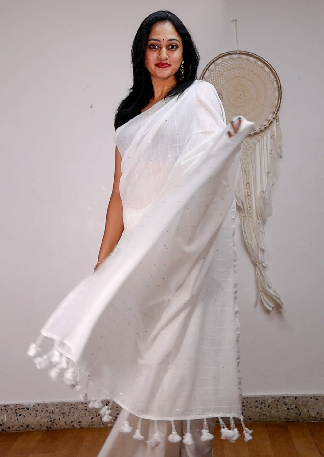 Pure White Cloud Cotton Saree