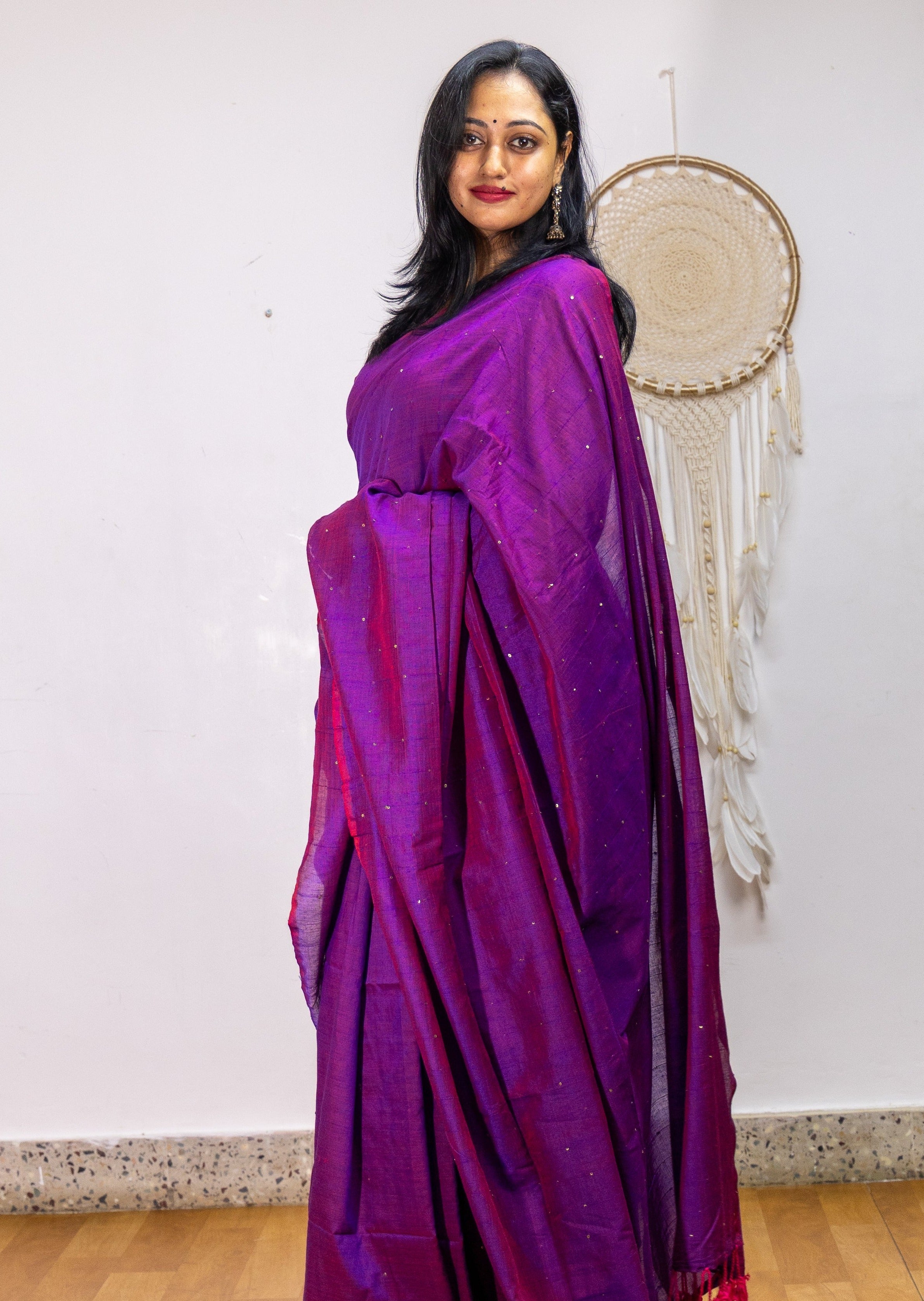 Purple Cloud Cotton Saree