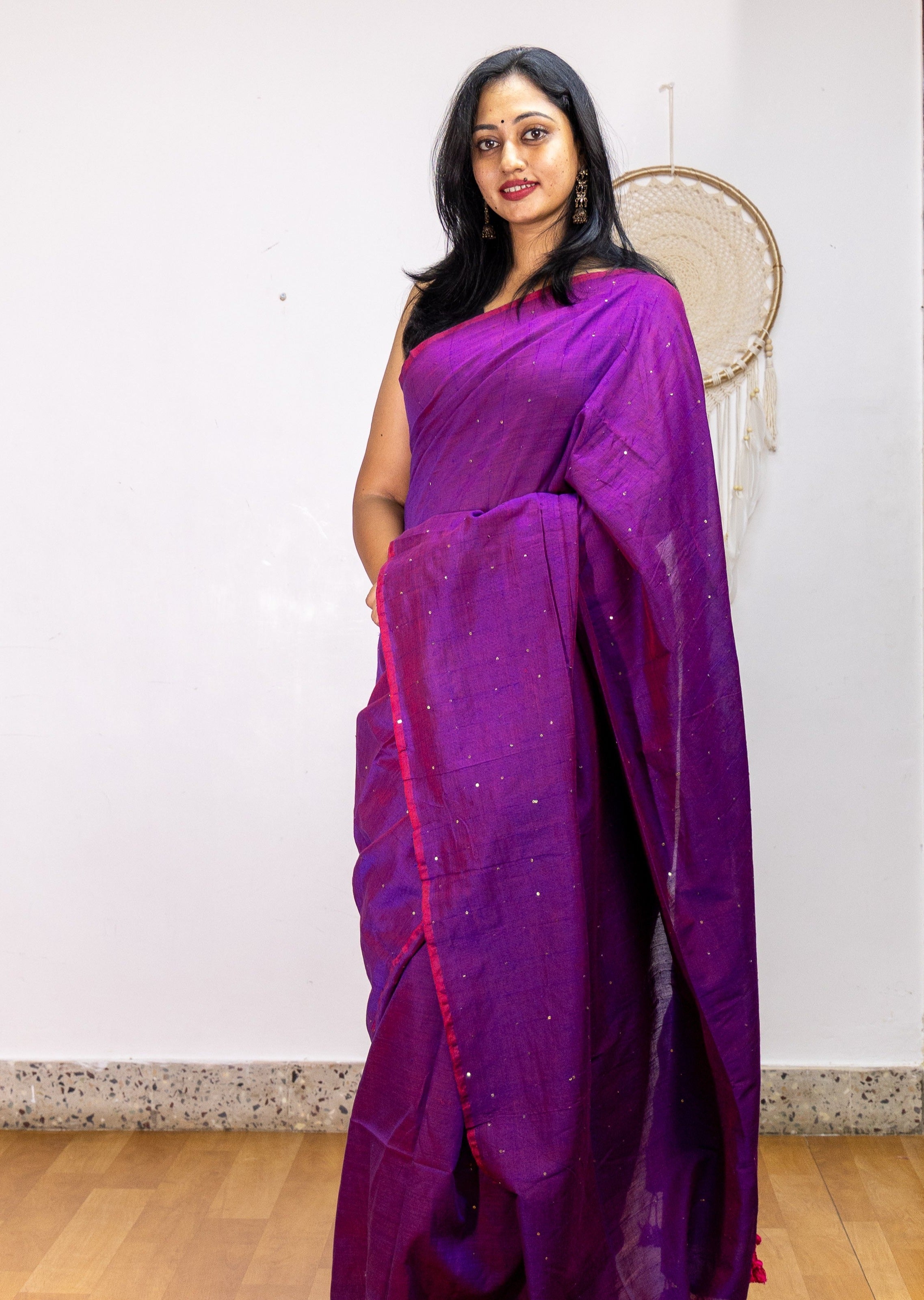 Purple Cloud Cotton Saree