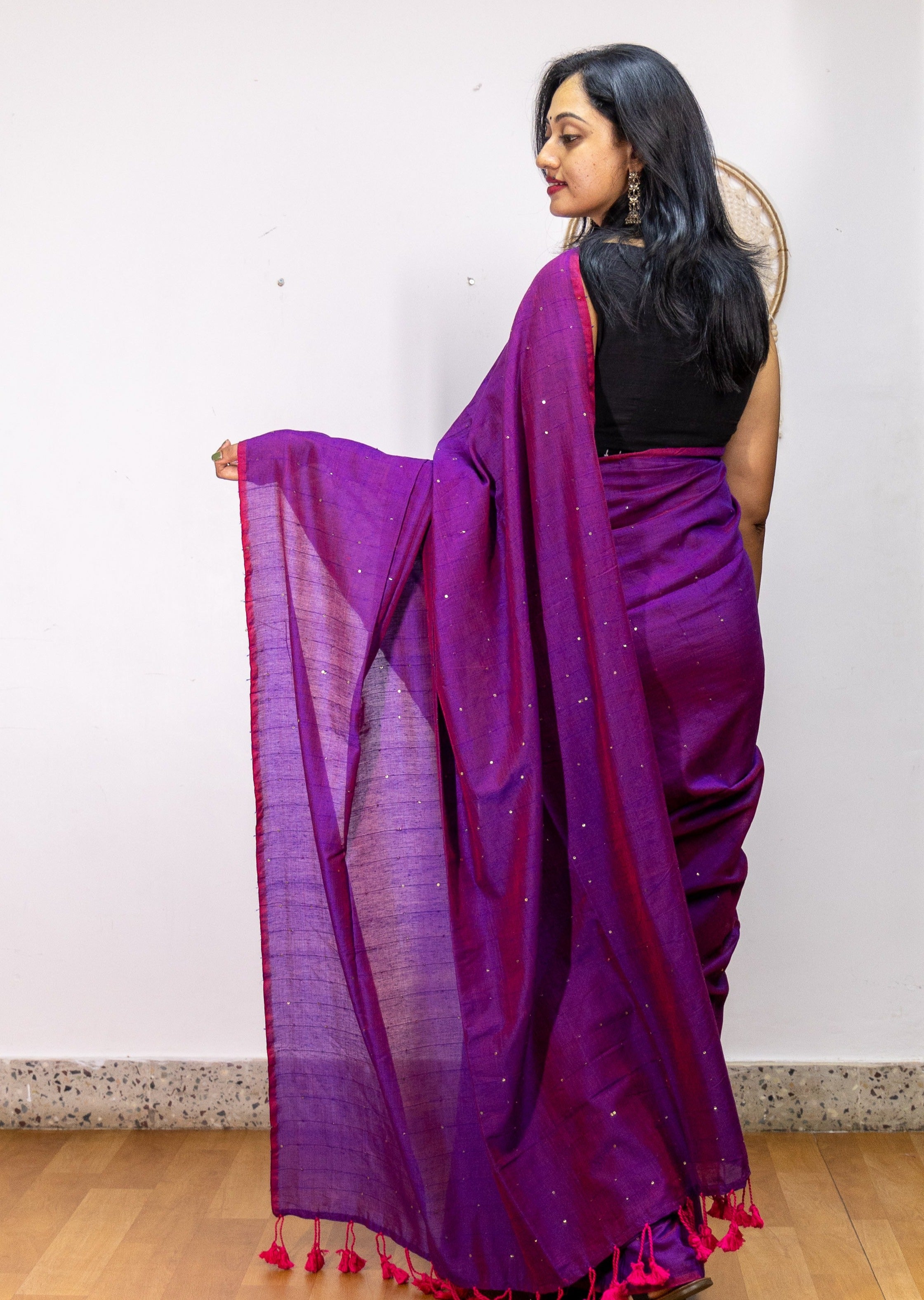 Purple Cloud Cotton Saree