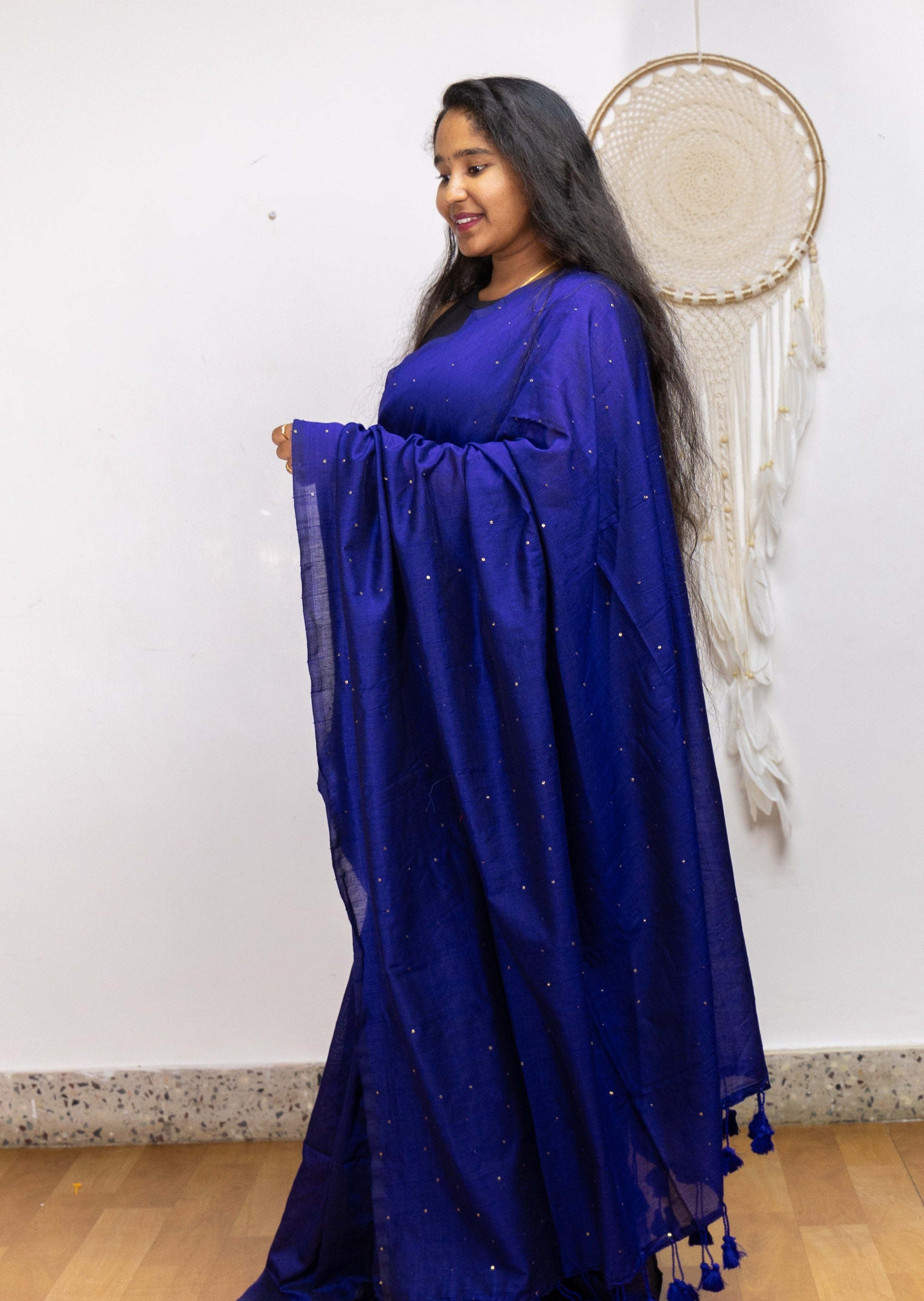 Electric Blue Cloud Cotton Saree