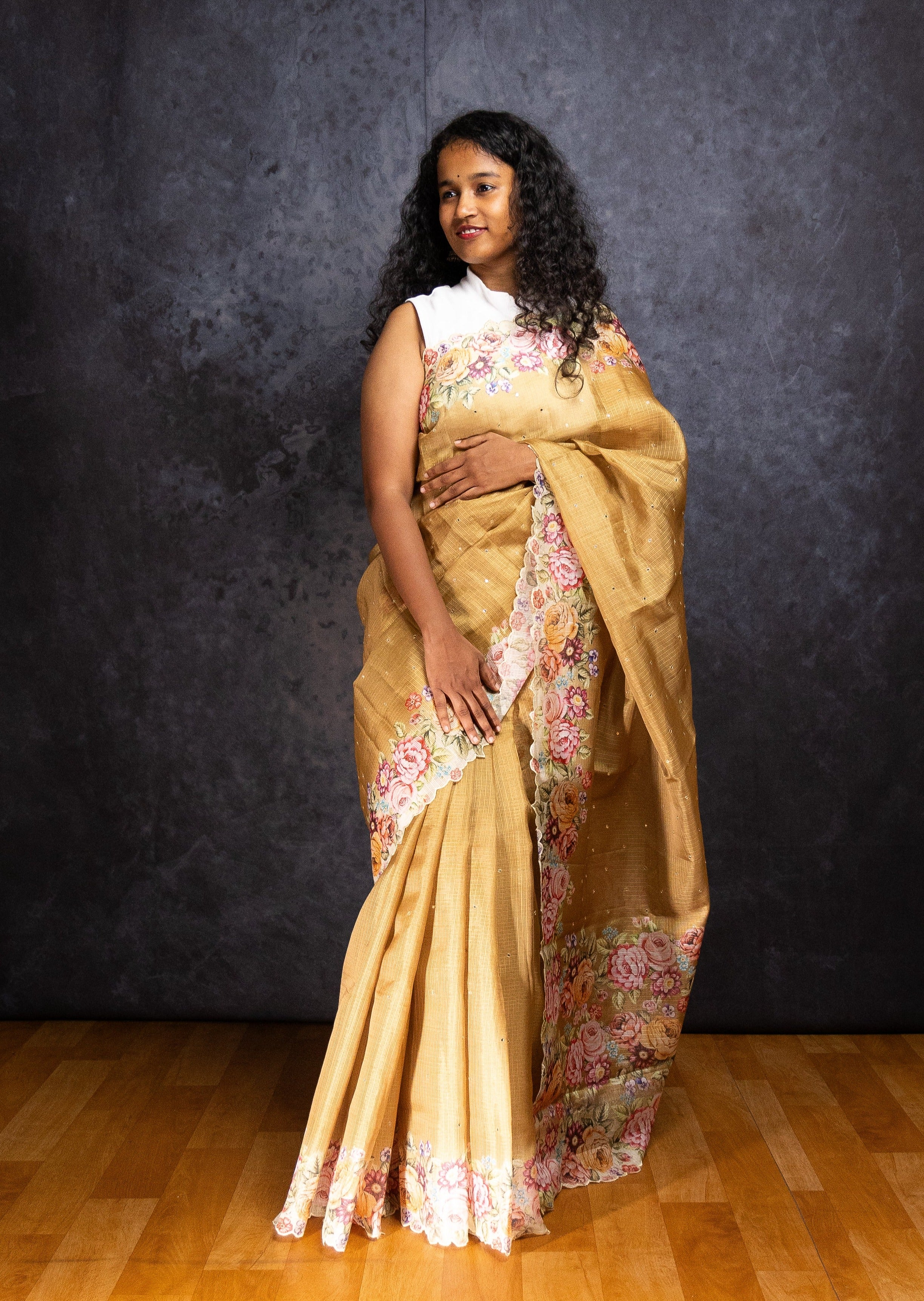 Mustard Butter Kota Silk Saree