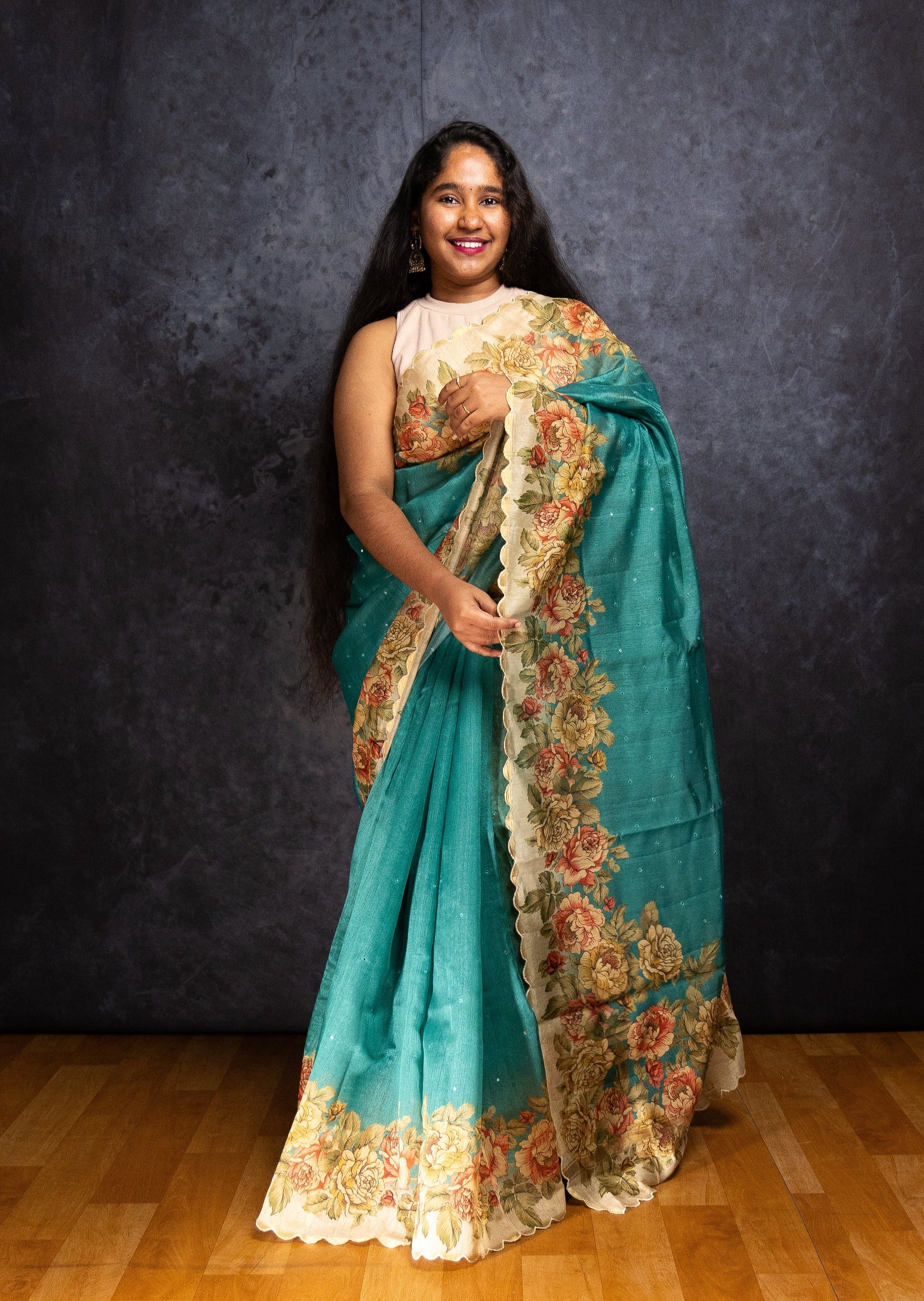 Emerald Green Butter Silk Saree