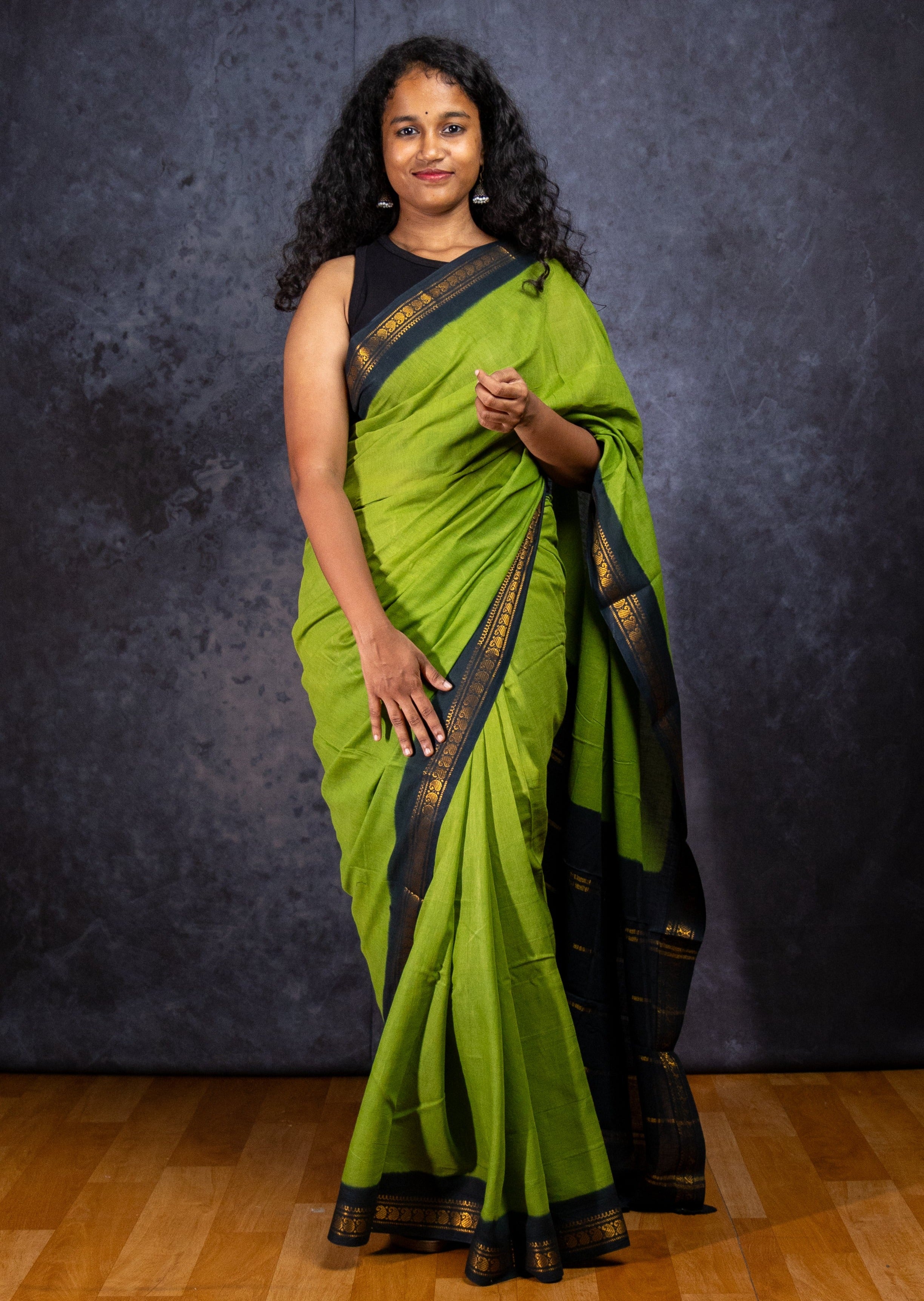 Moss Green  Sungudi Cotton Saree