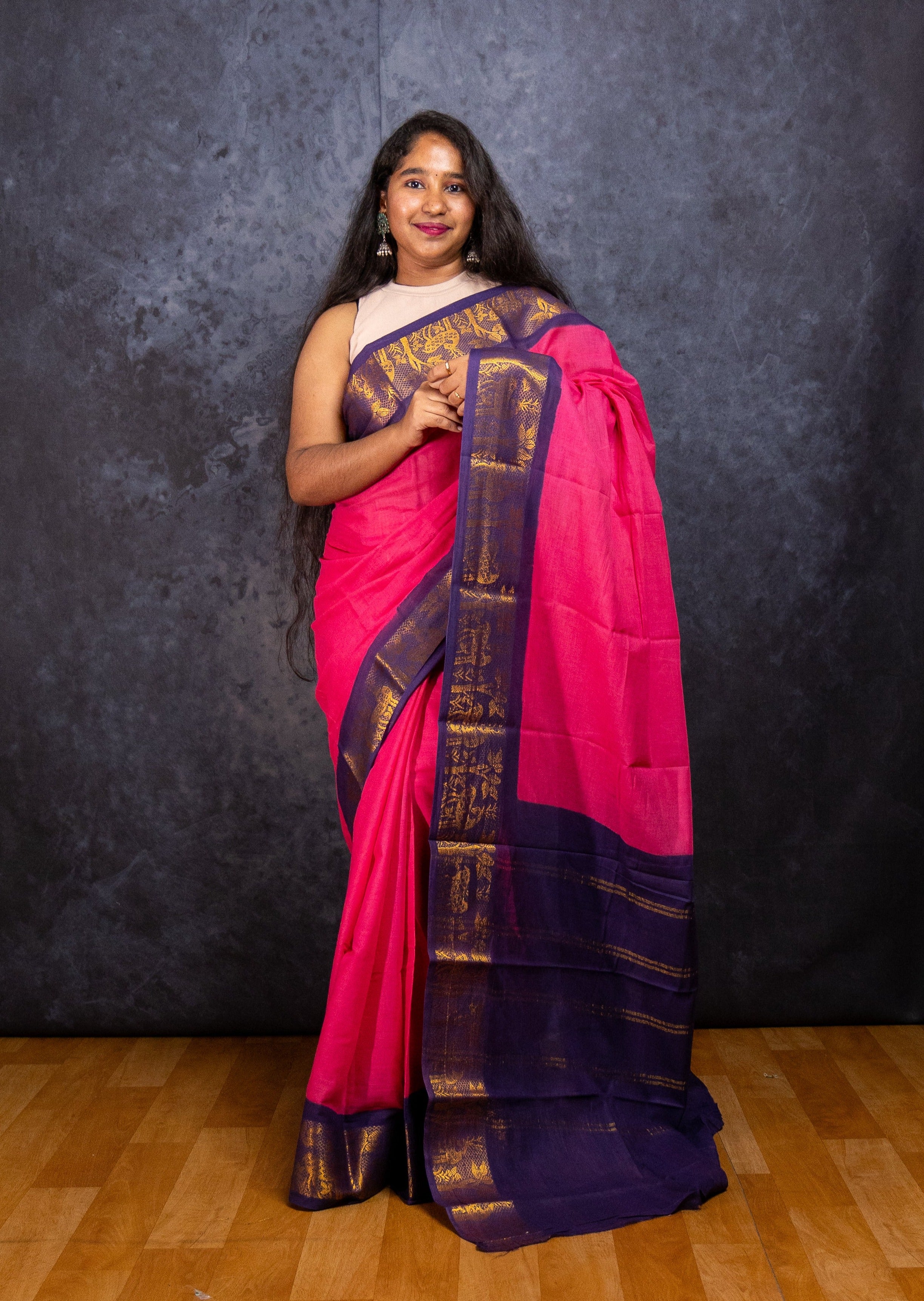 Pink Sungudi Cotton Saree