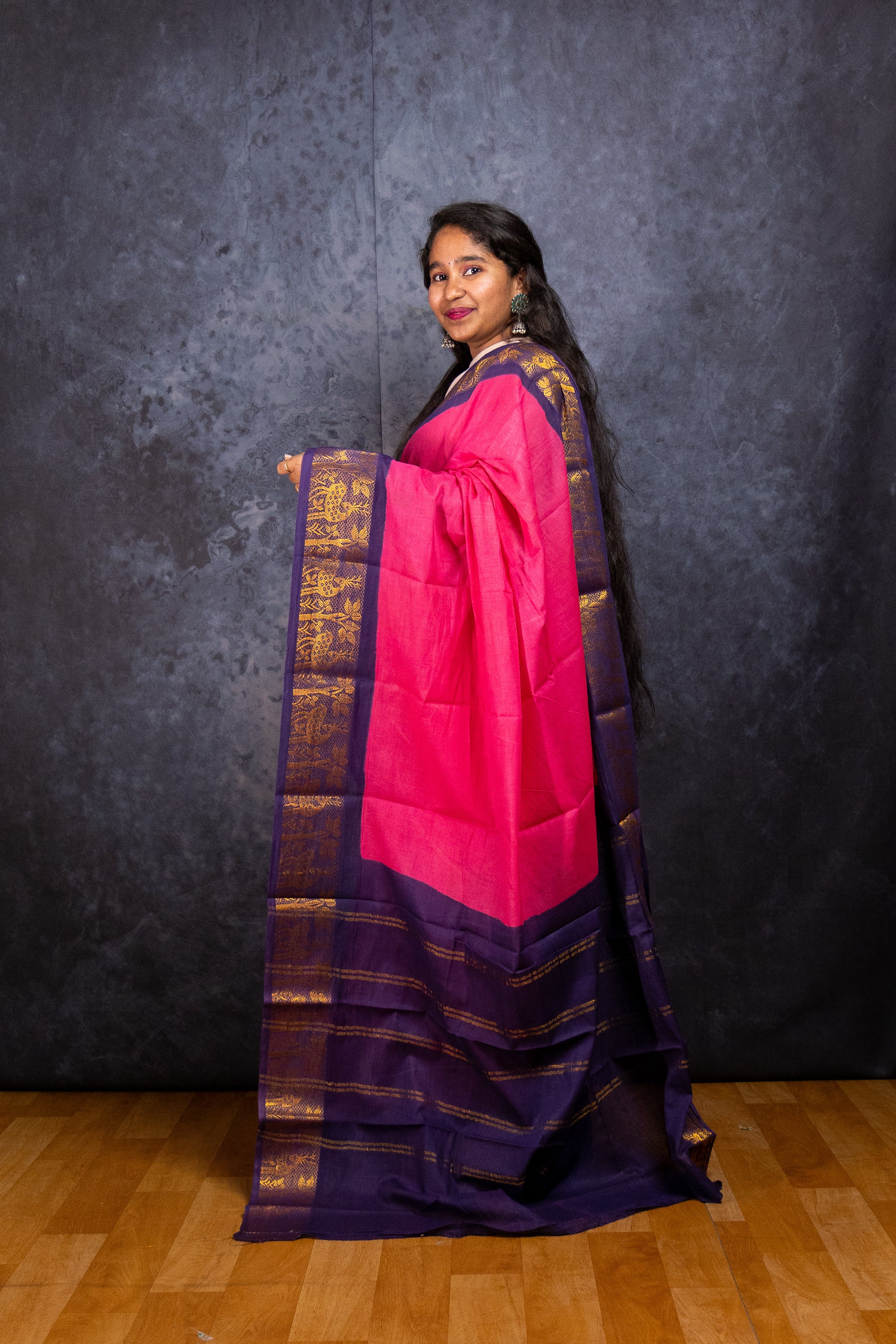 Pink Sungudi Cotton Saree