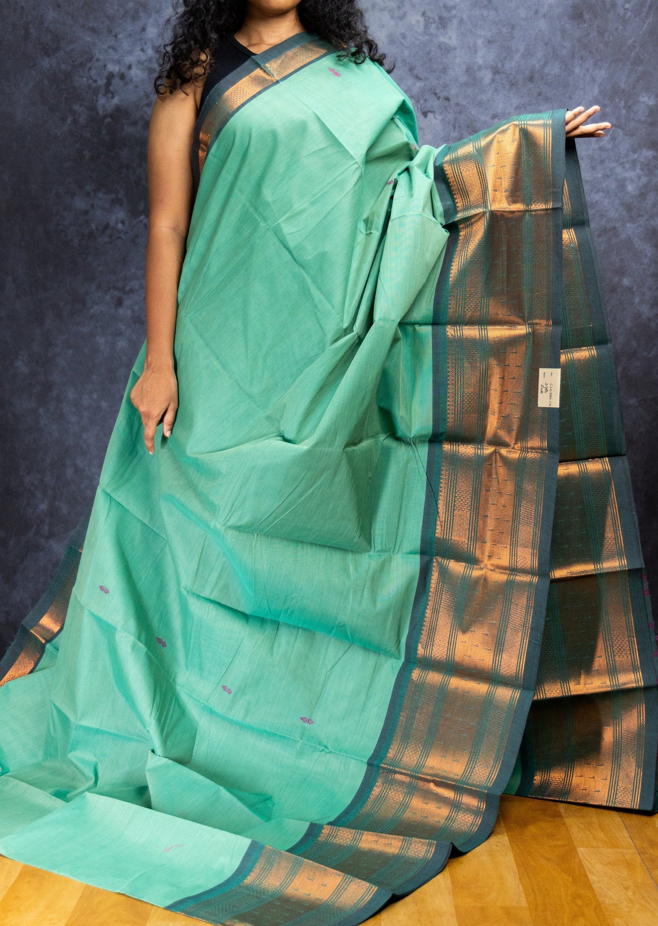 Dusty Jade Green Chettinadu Cotton Saree