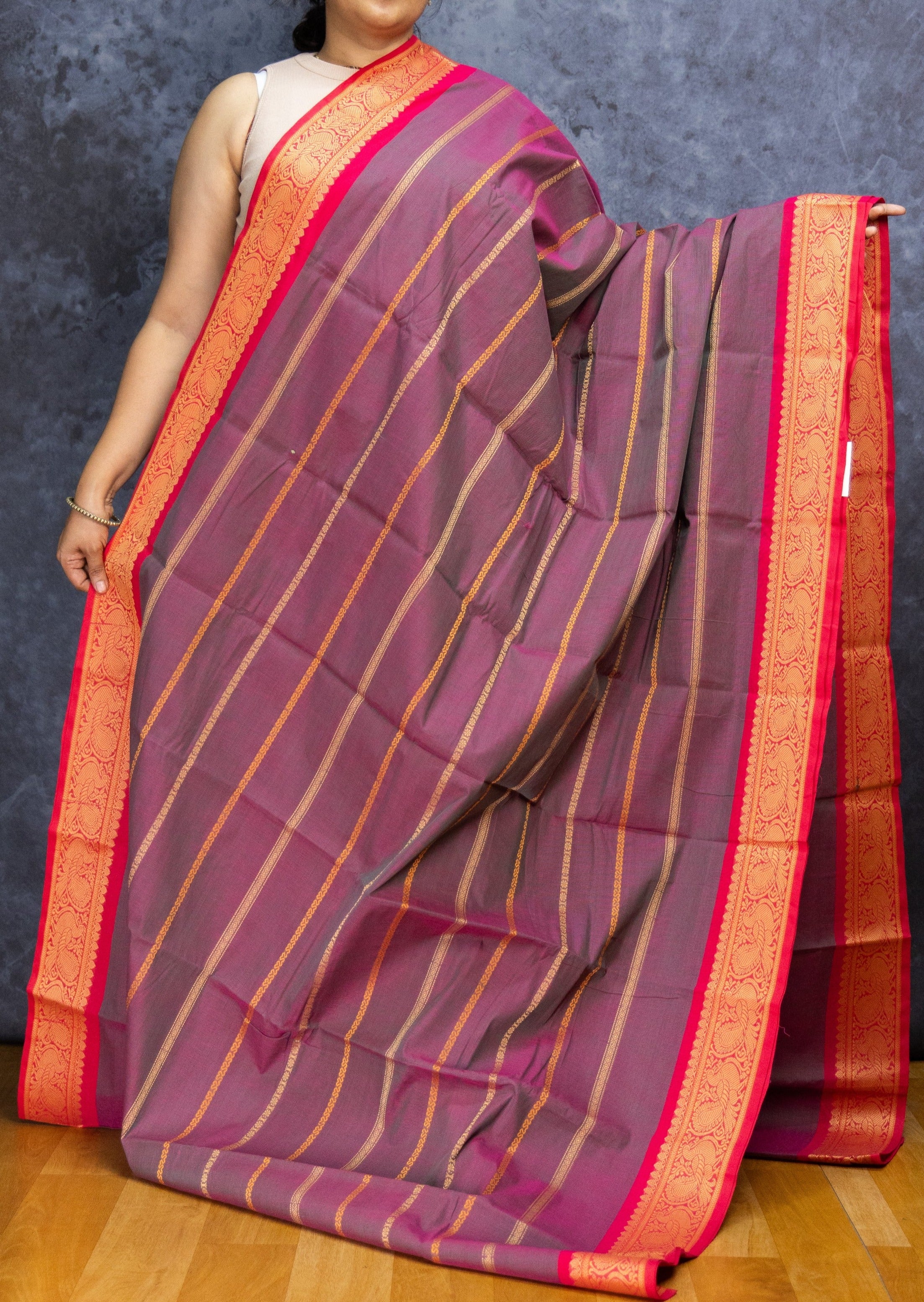 Double Shaded Purple Veldhari Cotton Saree