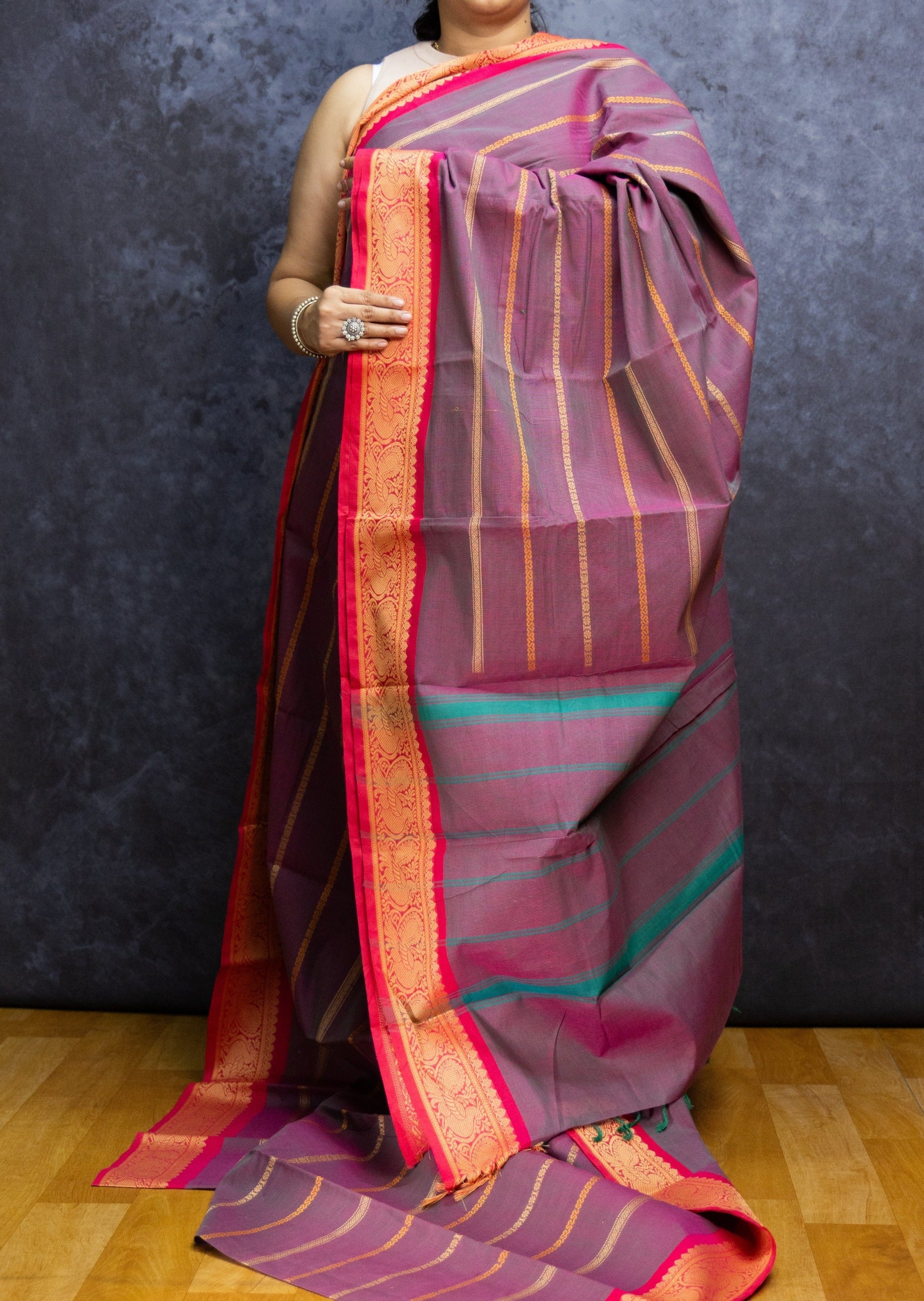 Double Shaded Purple Veldhari Cotton Saree