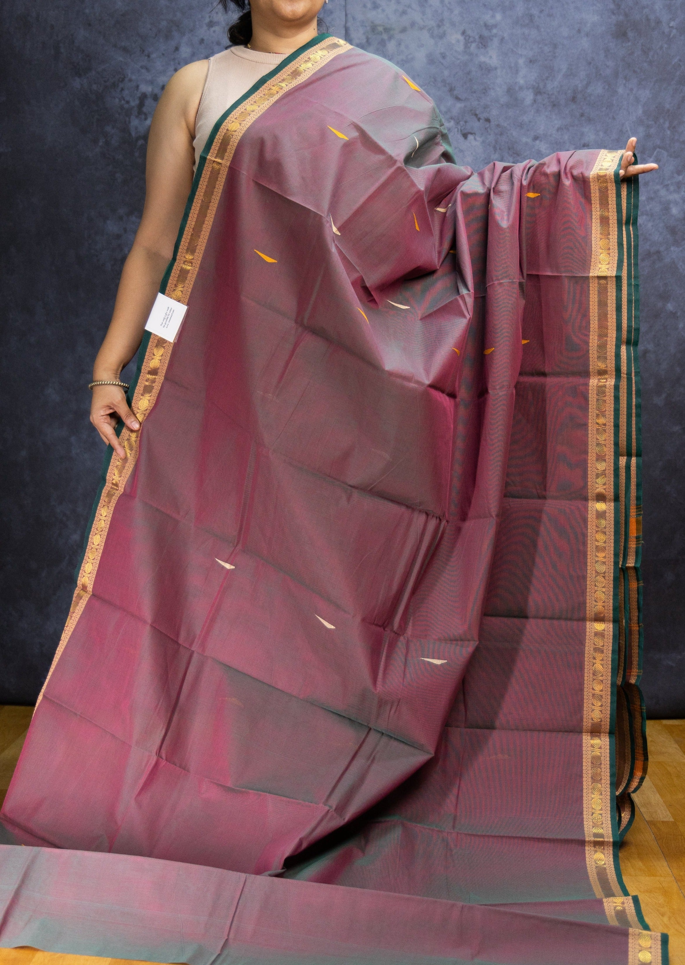 Dark Mavu Rain Drop Chettinadu Cotton Saree