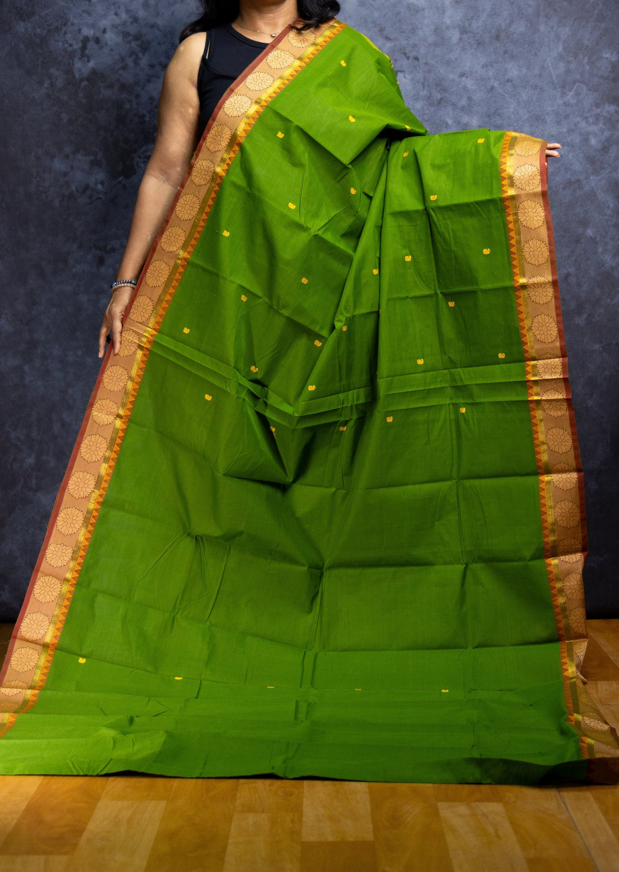 Forest green butta chettinadu cotton saree