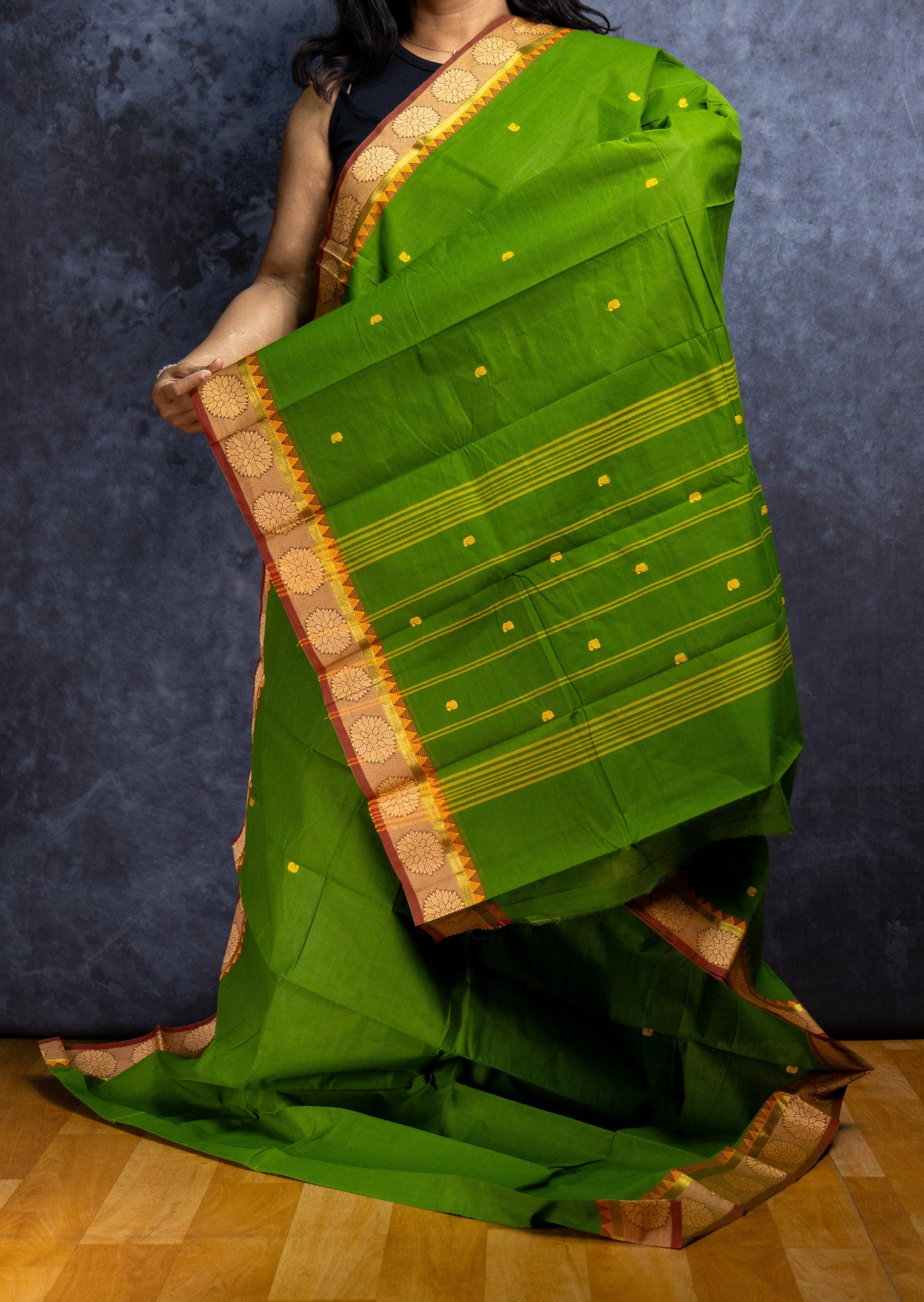 Forest green butta chettinadu cotton saree