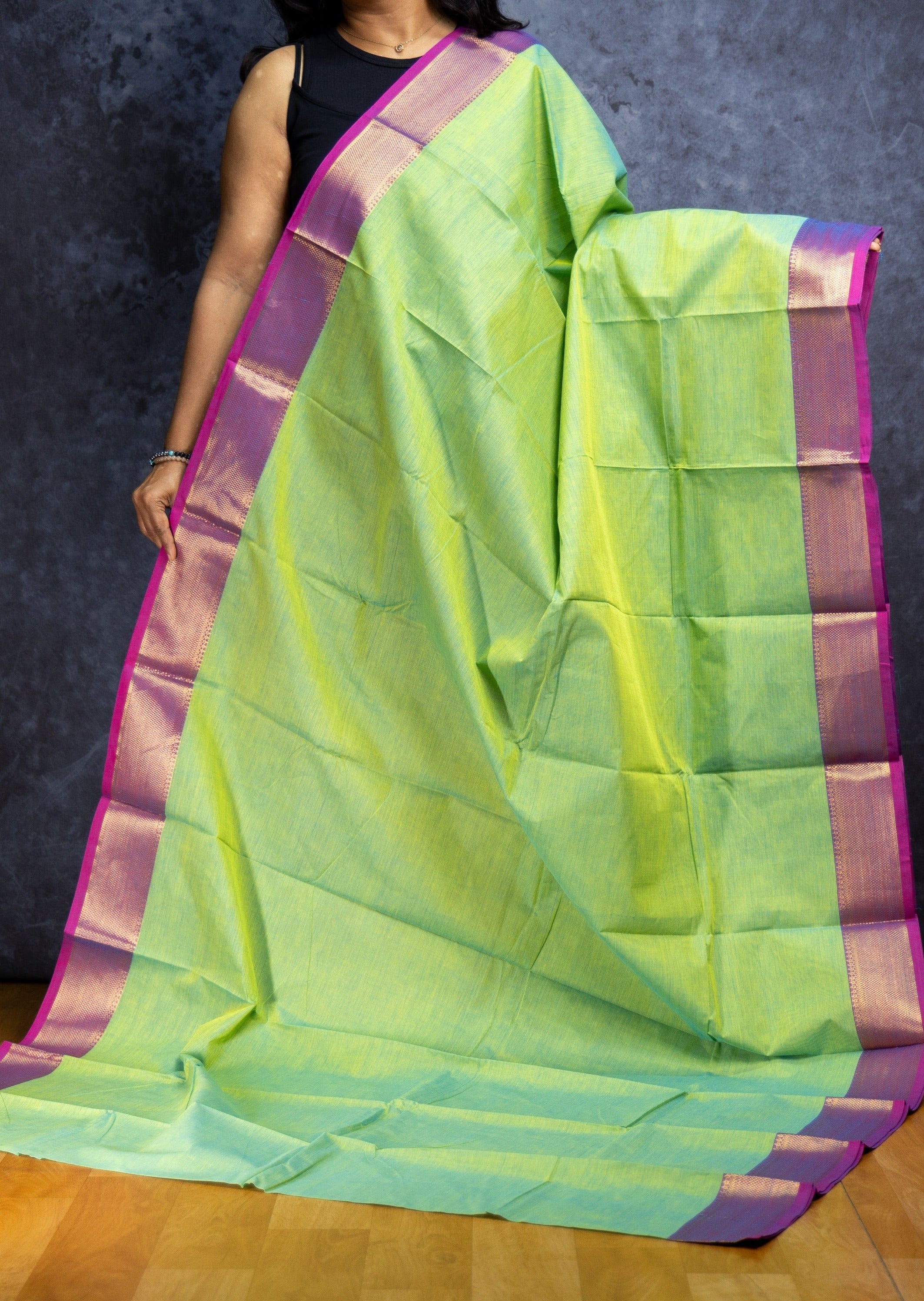 Double Shaded Green Chettinadu Cotton Saree