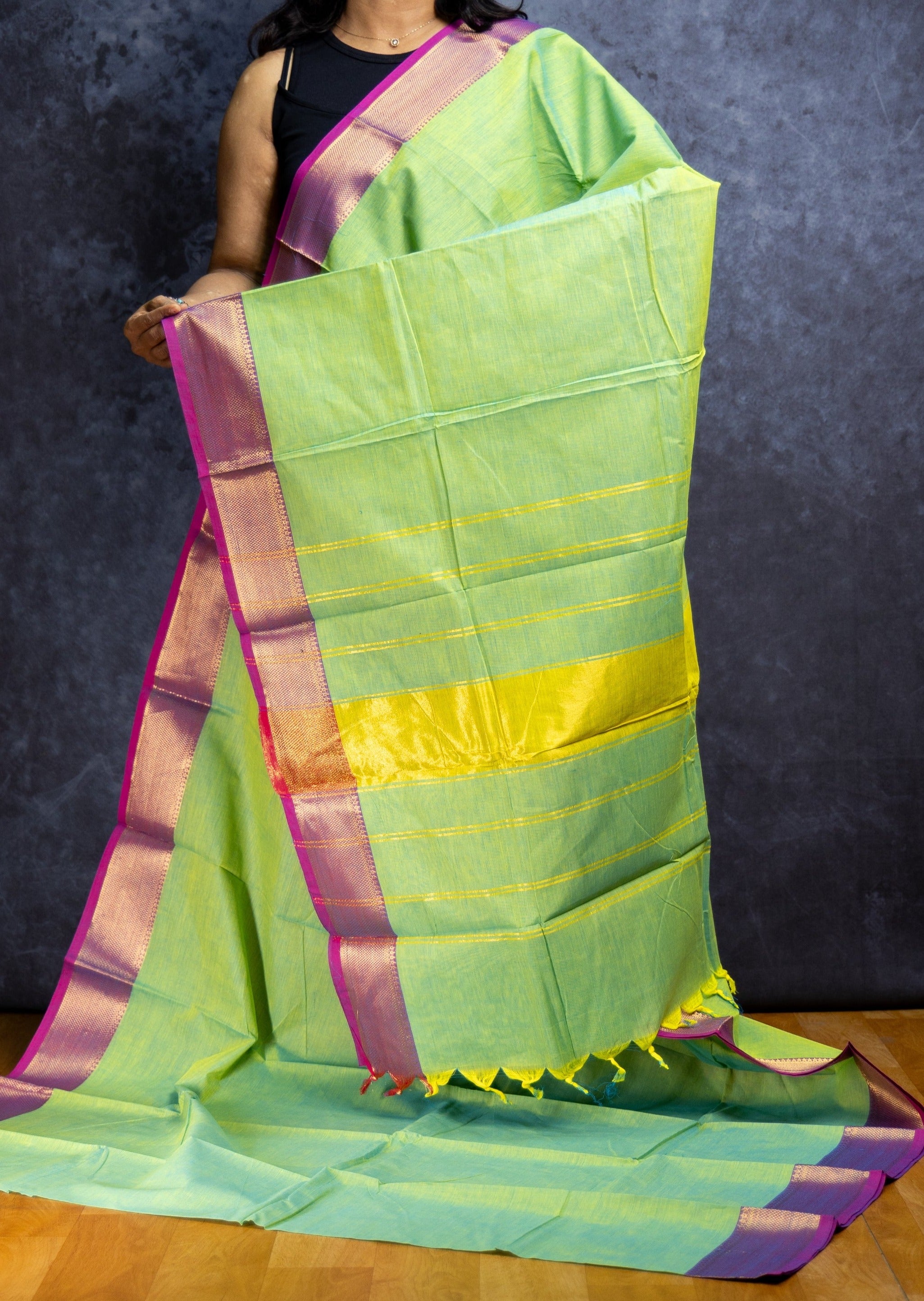 Double Shaded Green Chettinadu Cotton Saree