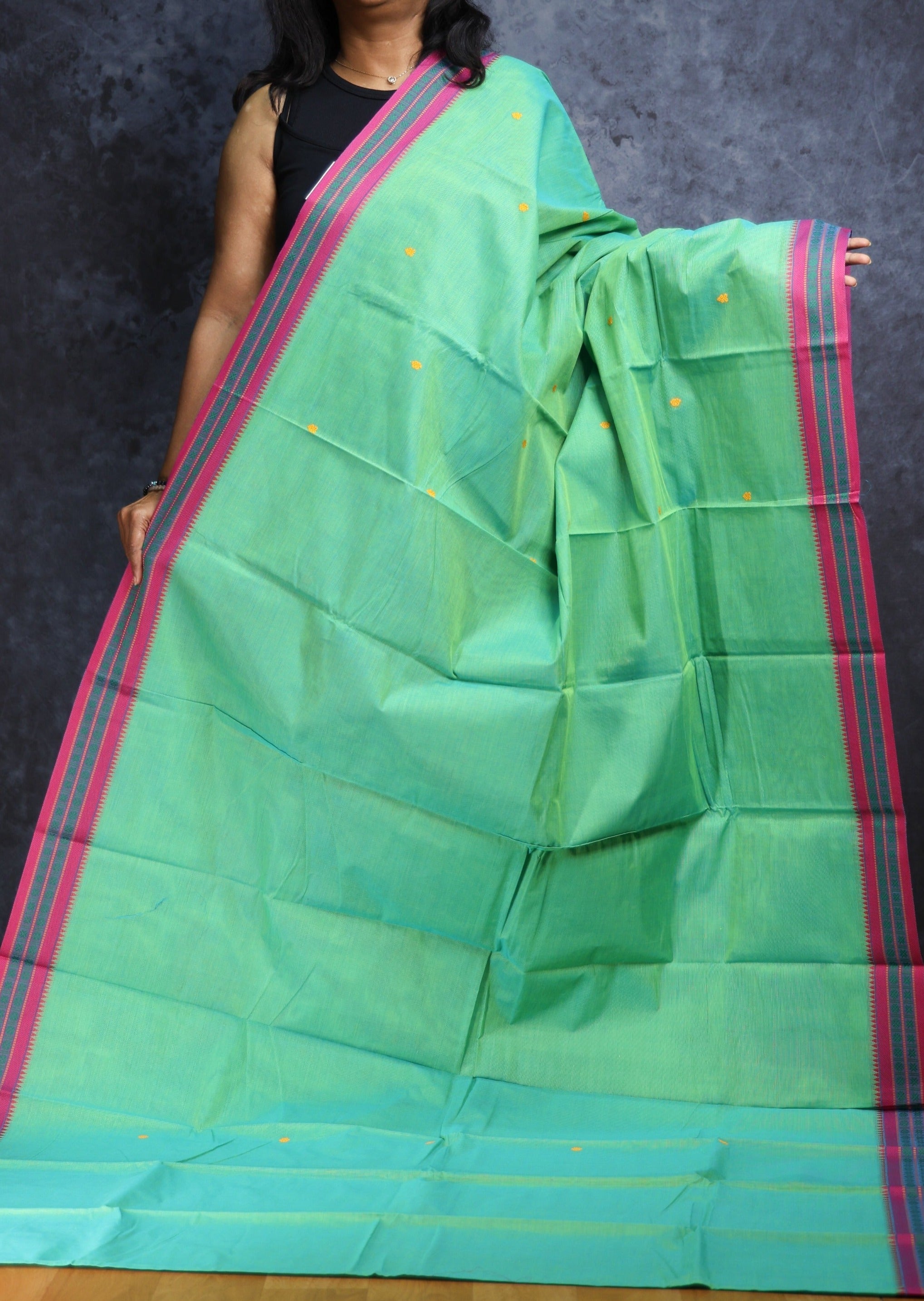 Bright Green Butta Chettinadu Cotton Saree