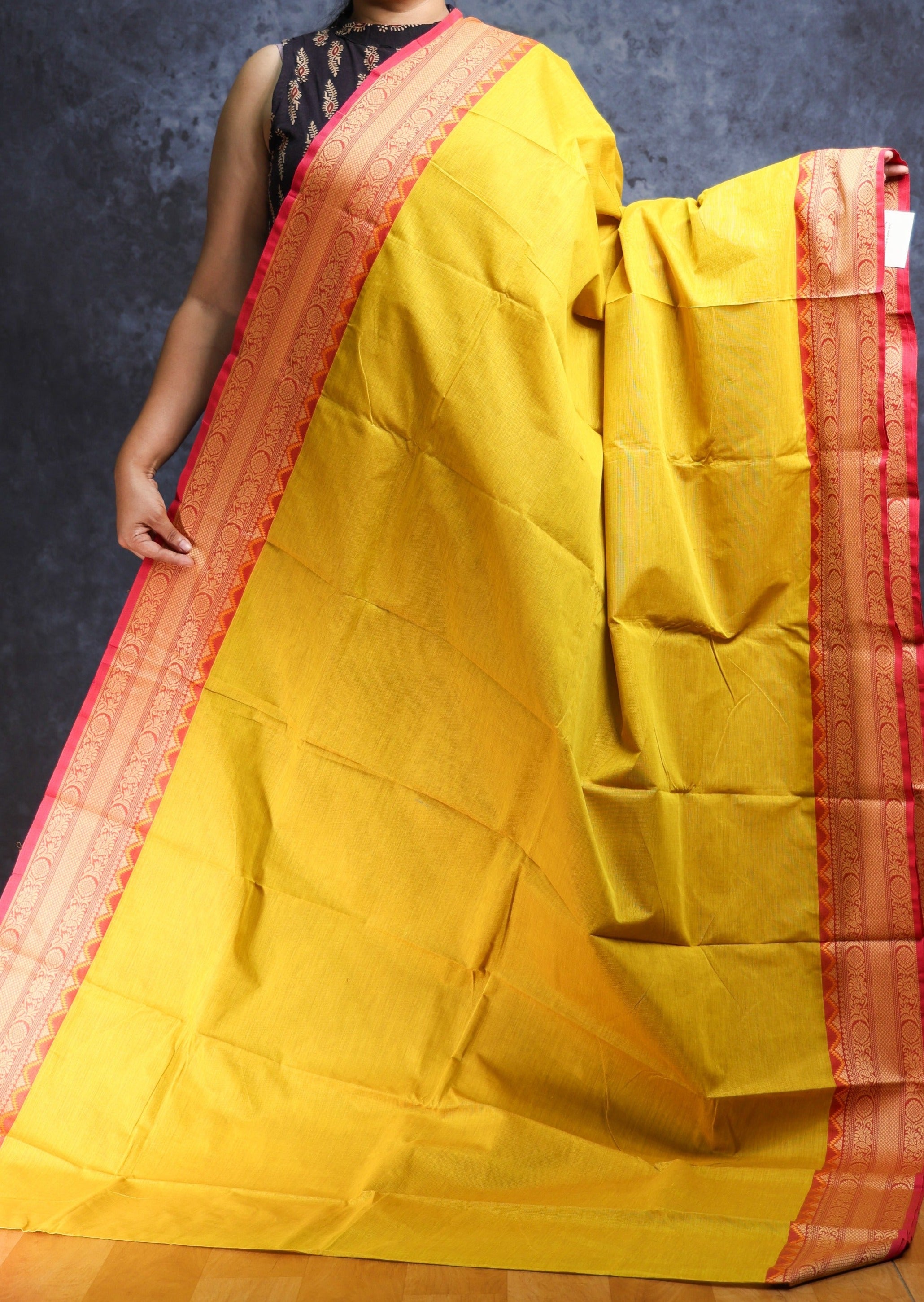 Lime Yellow Chettinadu Cotton Saree