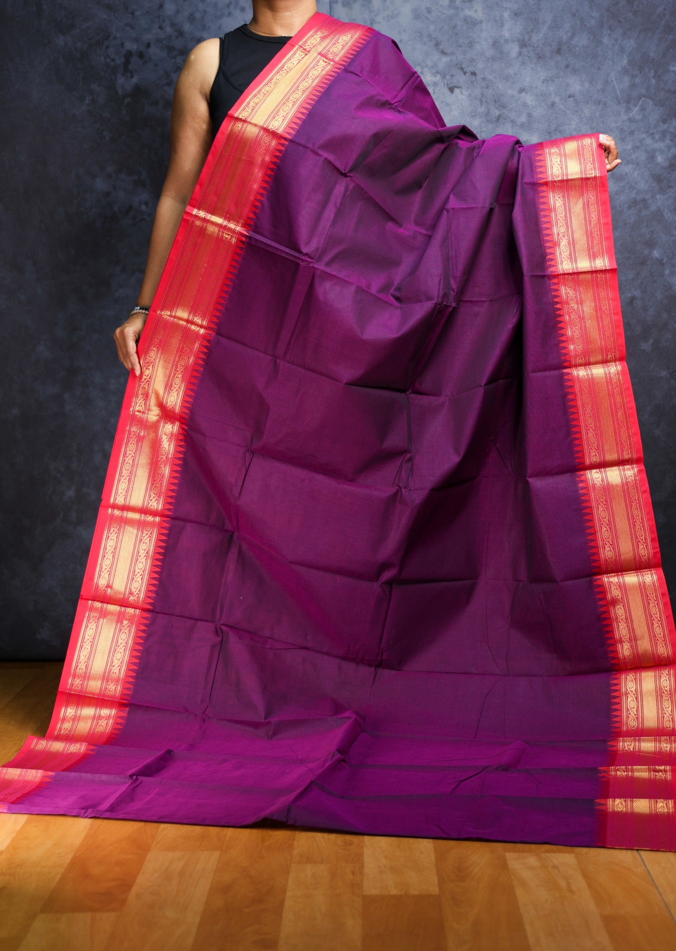 Violet and Pink Chettinadu Cotton Saree