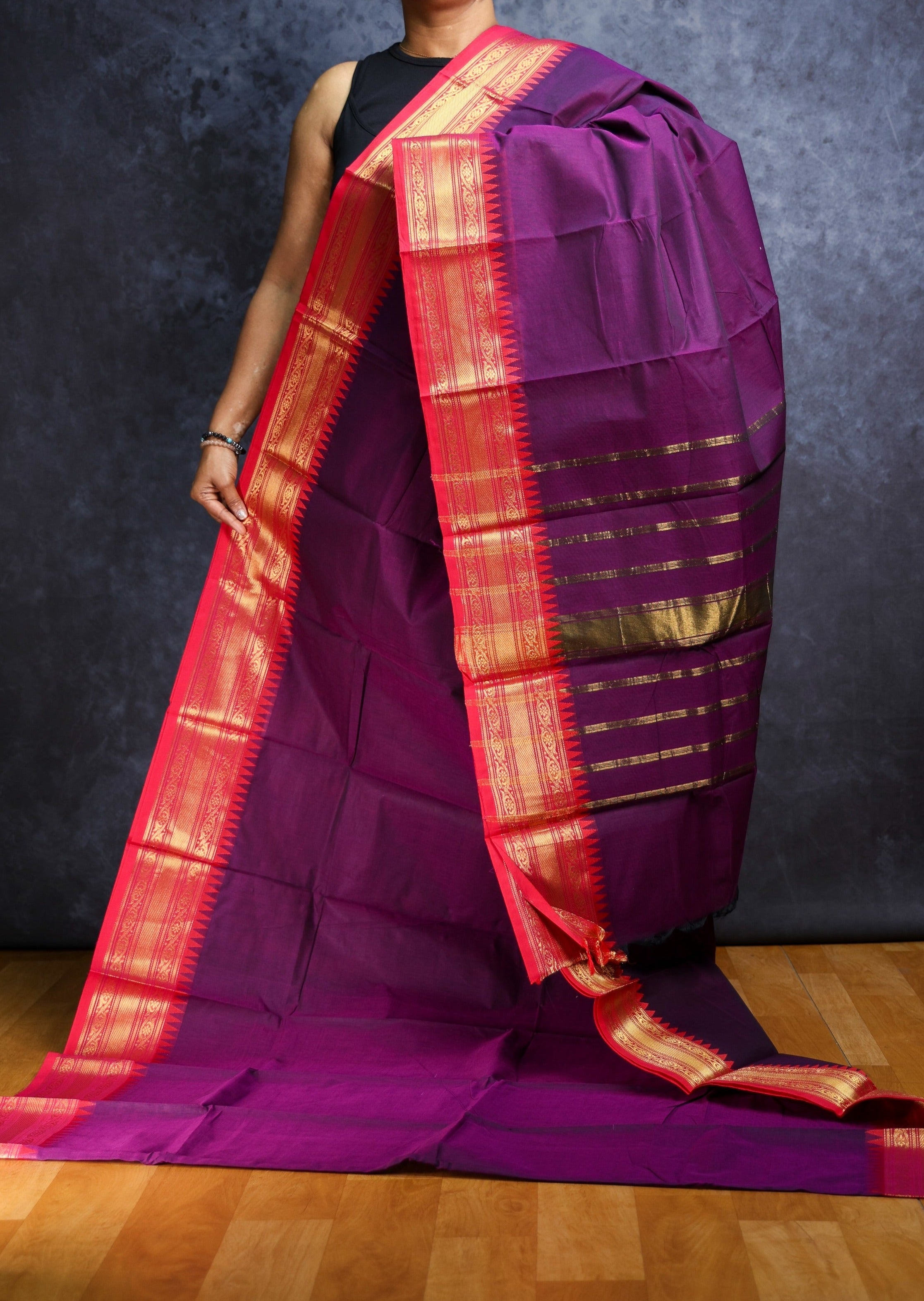 Violet and Pink Chettinadu Cotton Saree