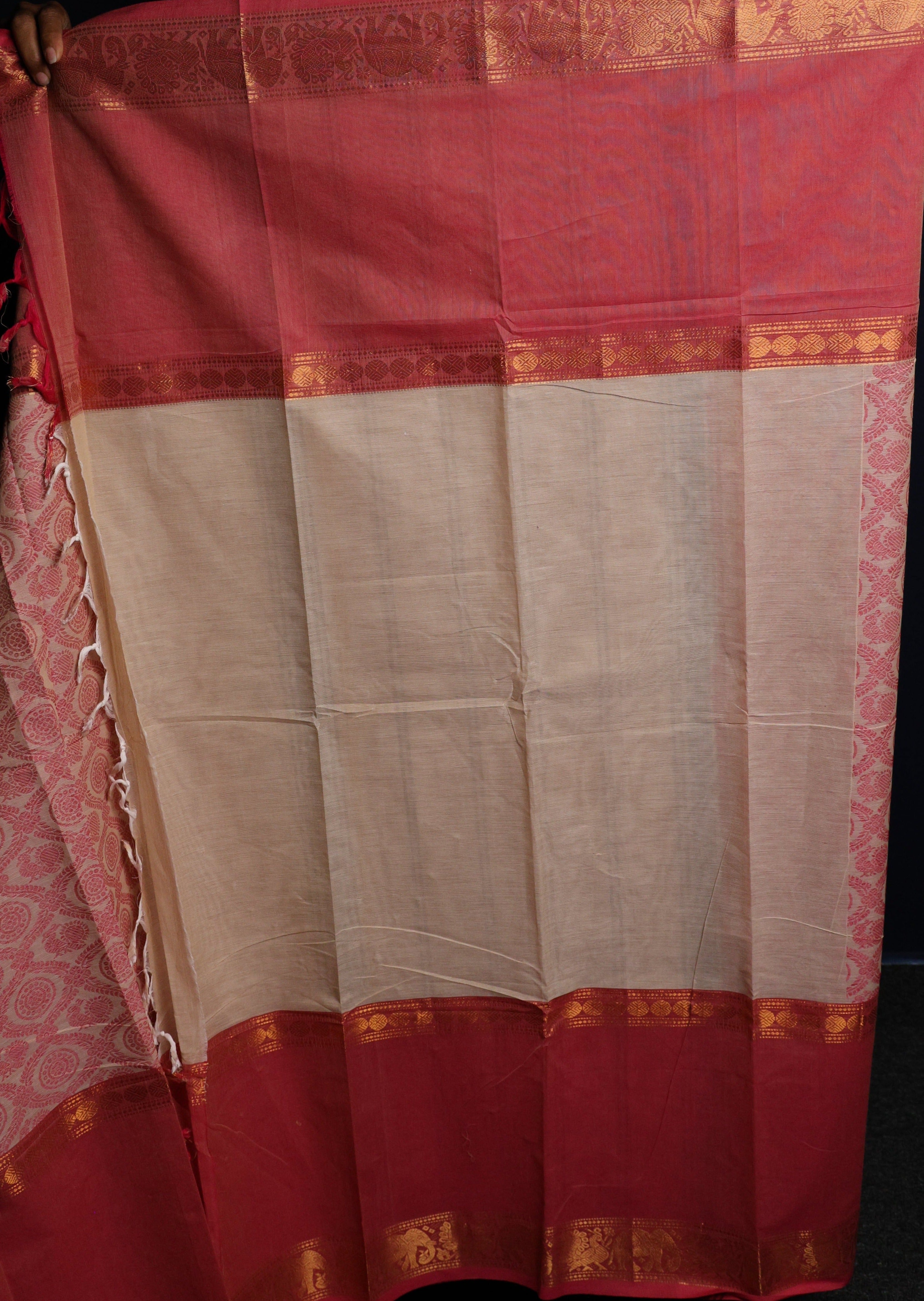 Pastel Pink Vanasingaram Chettinadu Cotton Saree