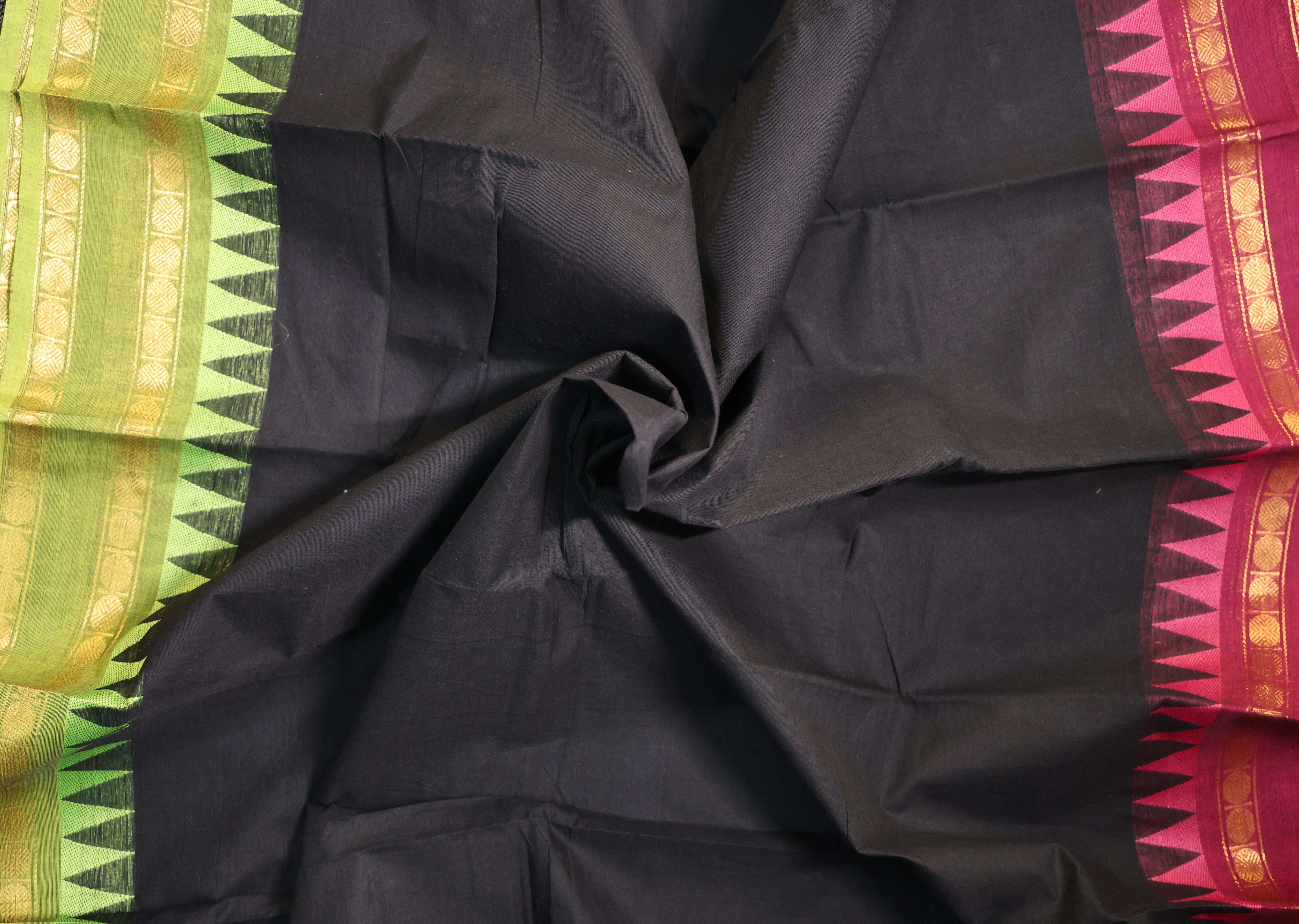 Black Ganga Jamuna Chettinadu Cotton Saree