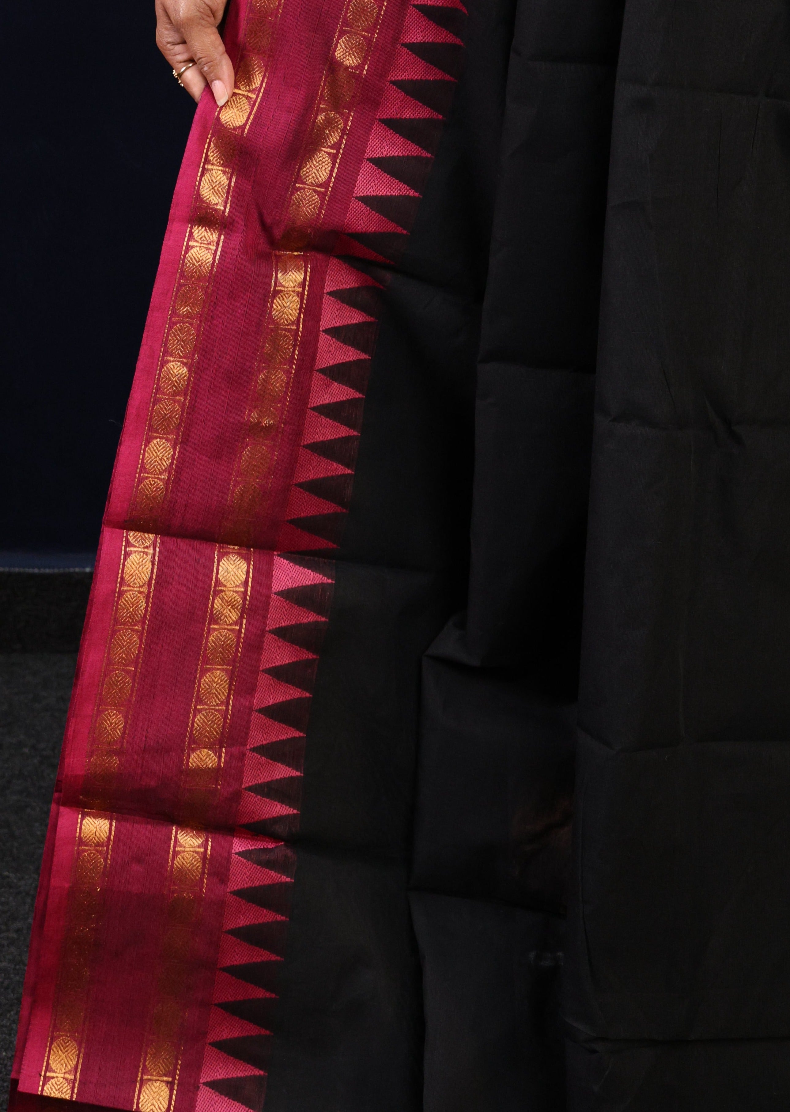 Black Ganga Jamuna Chettinadu Cotton Saree