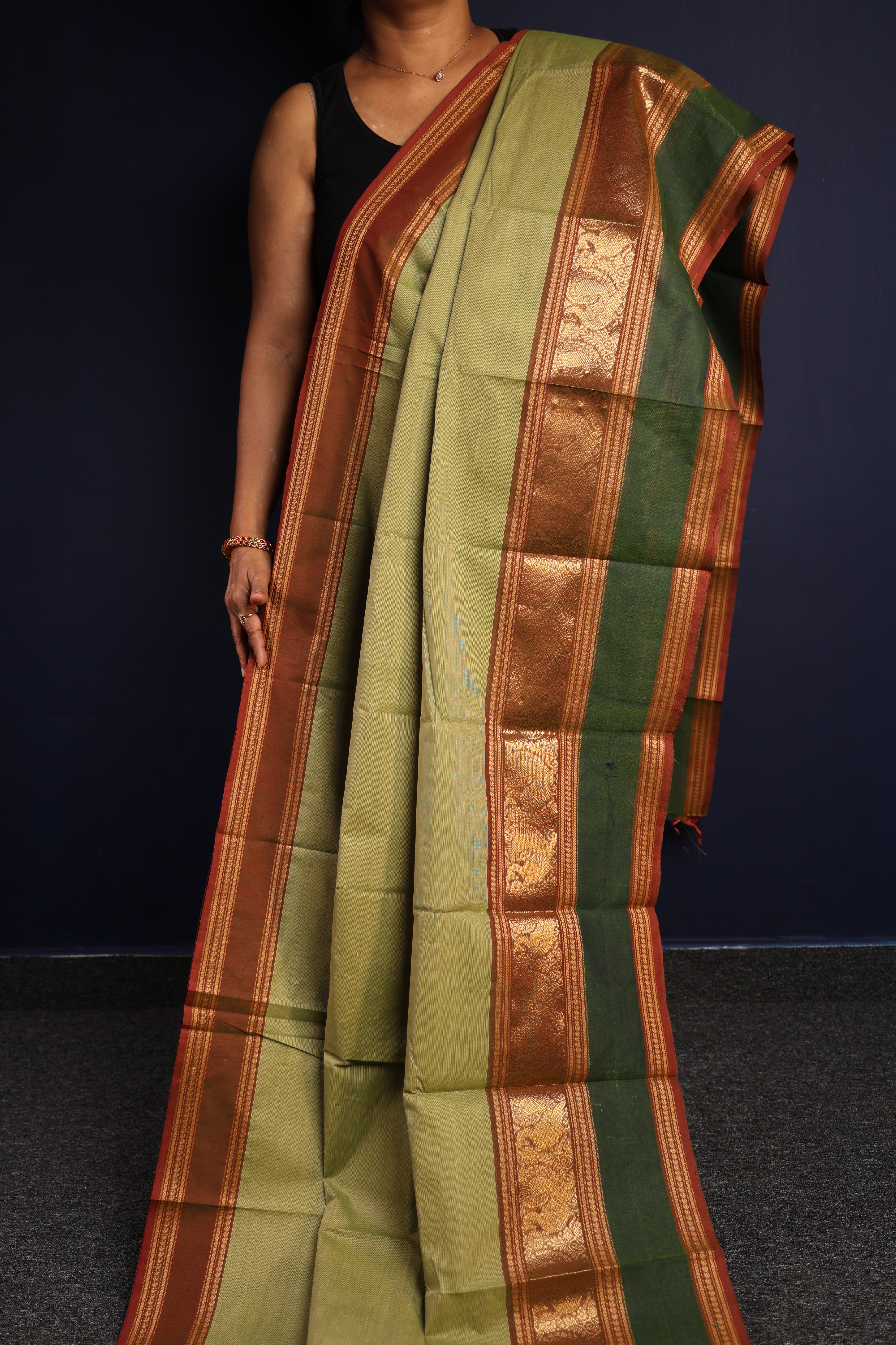 Green Retta Petta Chettinadu Cotton Saree