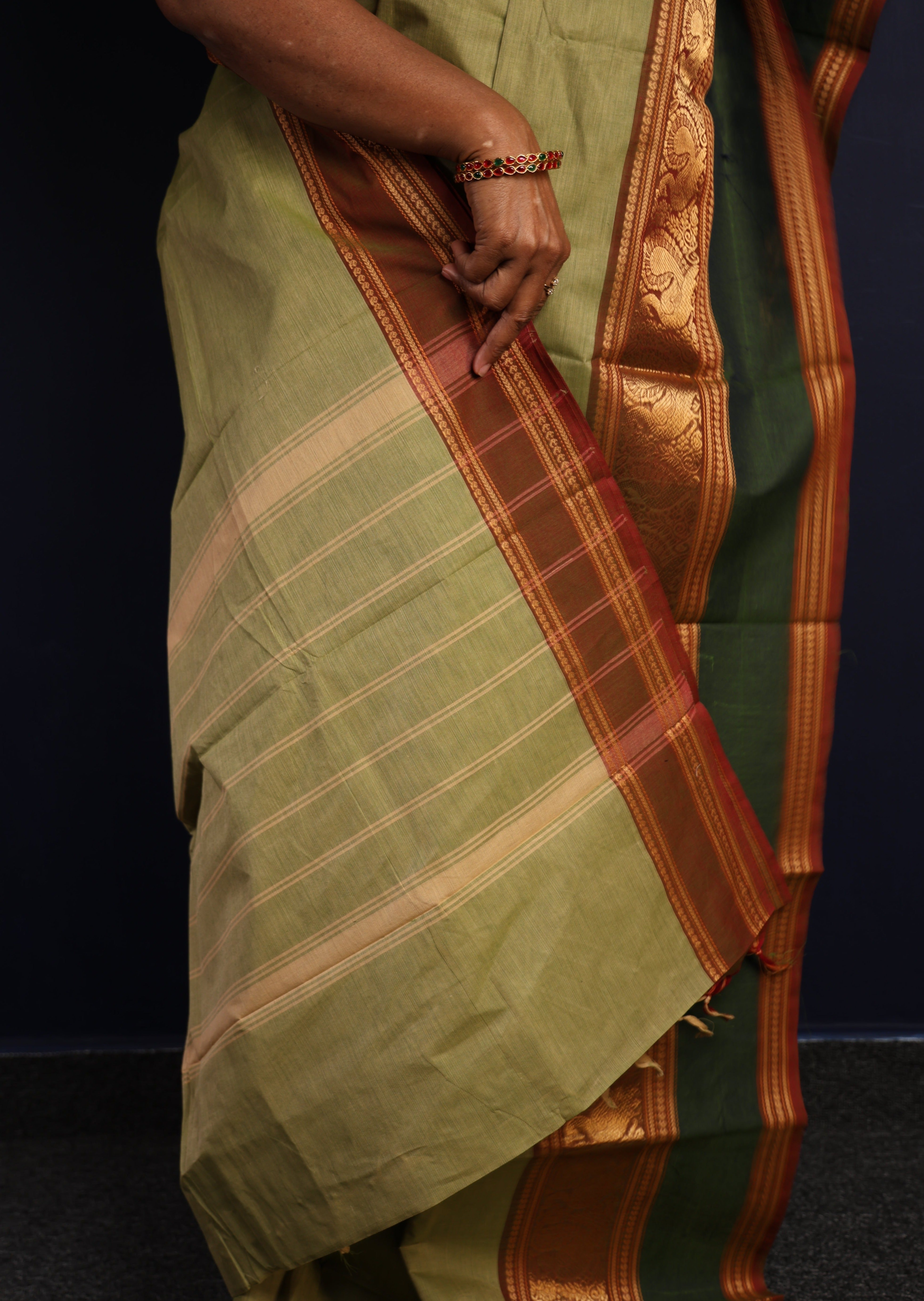 Green Retta Petta Chettinadu Cotton Saree