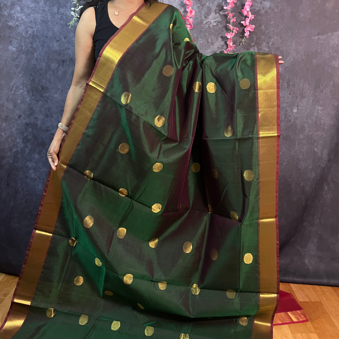 Green Big Butta Silk Cotton Saree