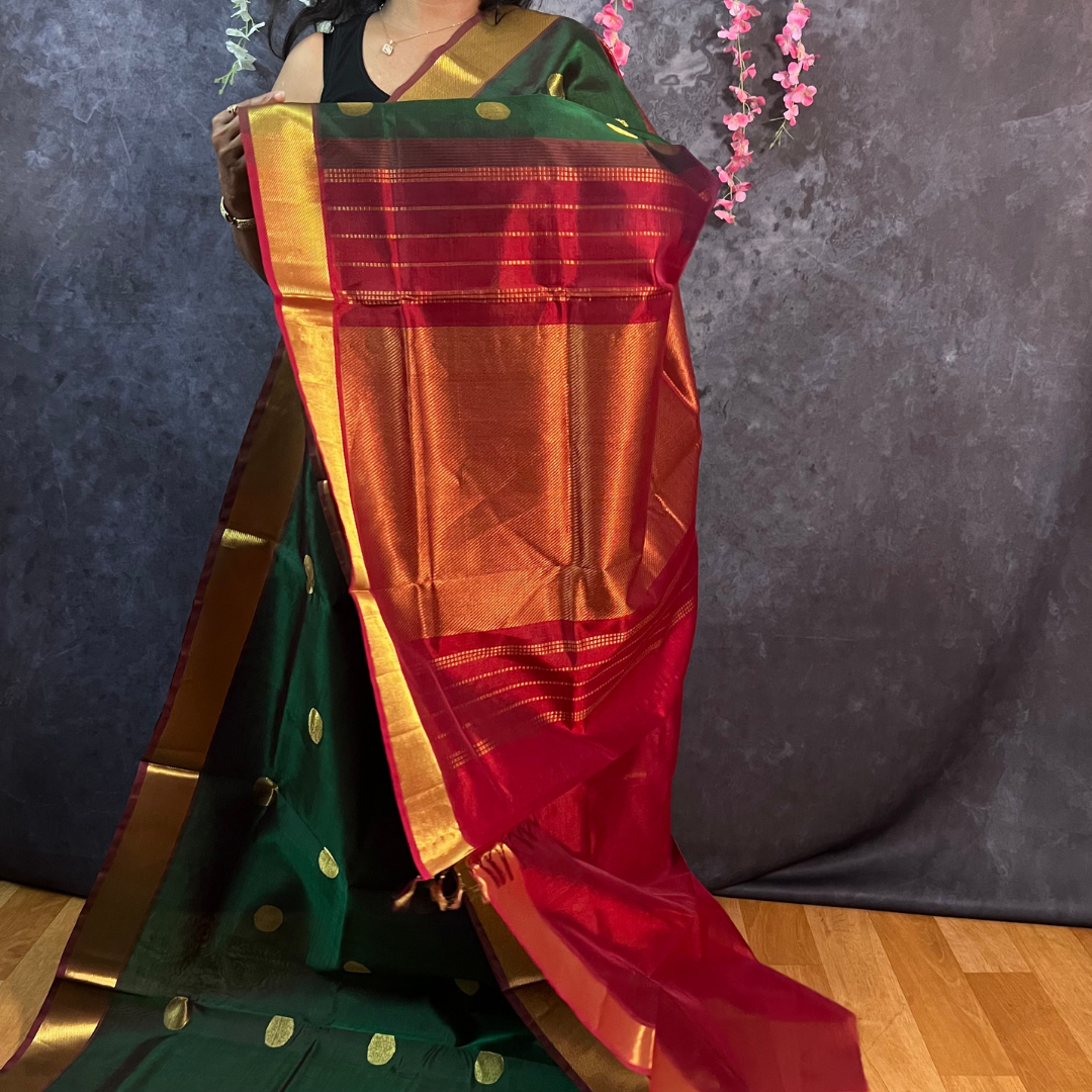 Green Big Butta Silk Cotton Saree