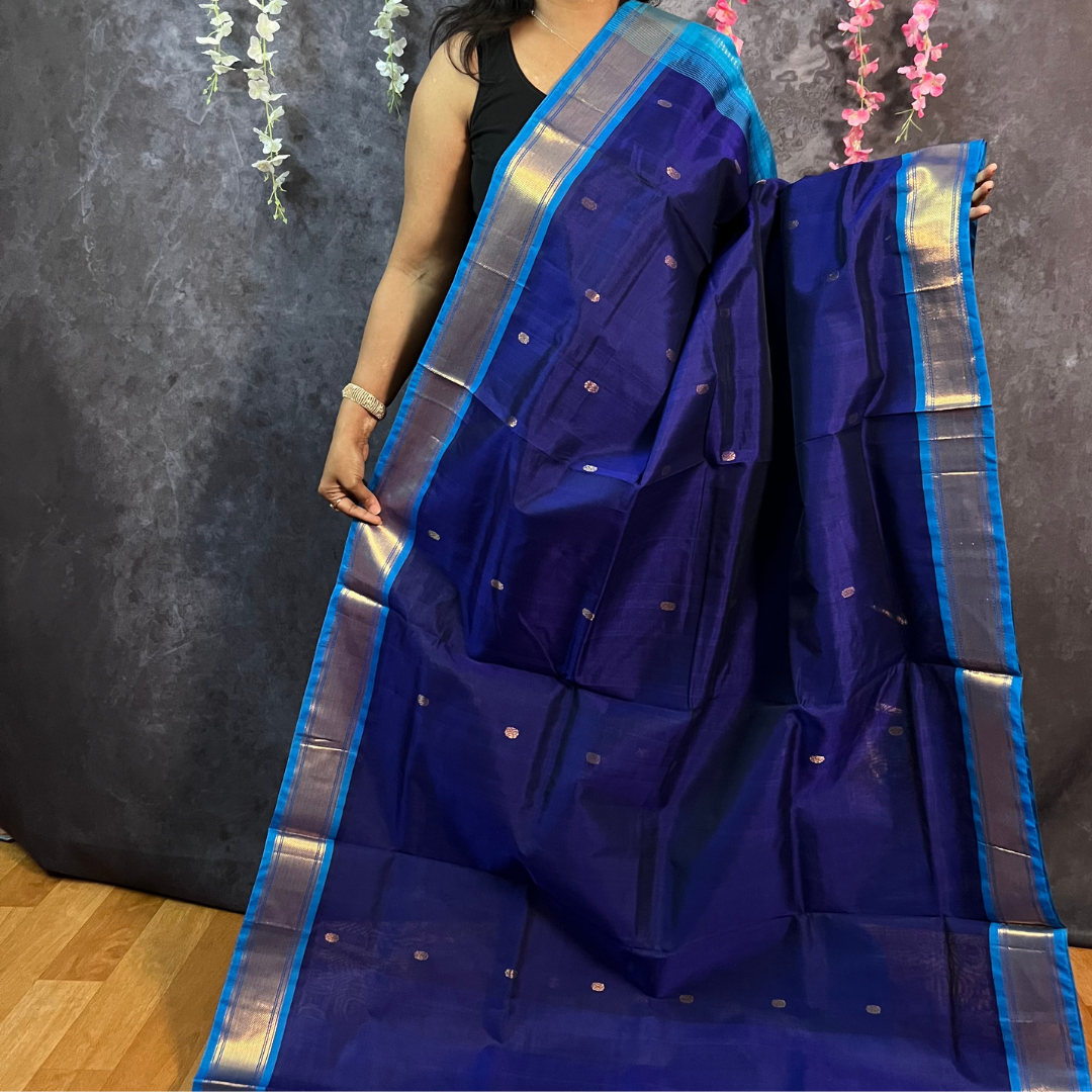 Royal Blue Butta Silk Cotton Saree