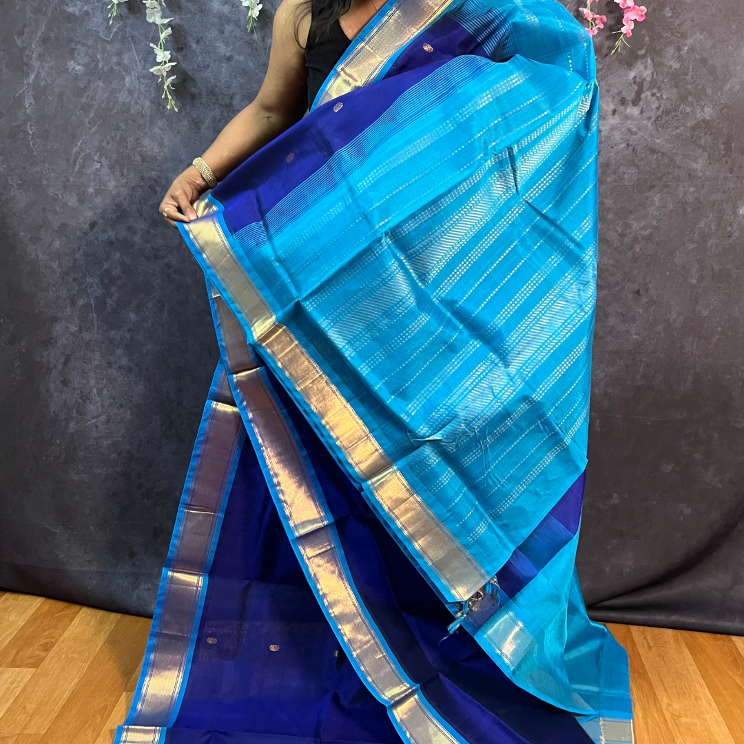 Royal Blue Butta Silk Cotton Saree