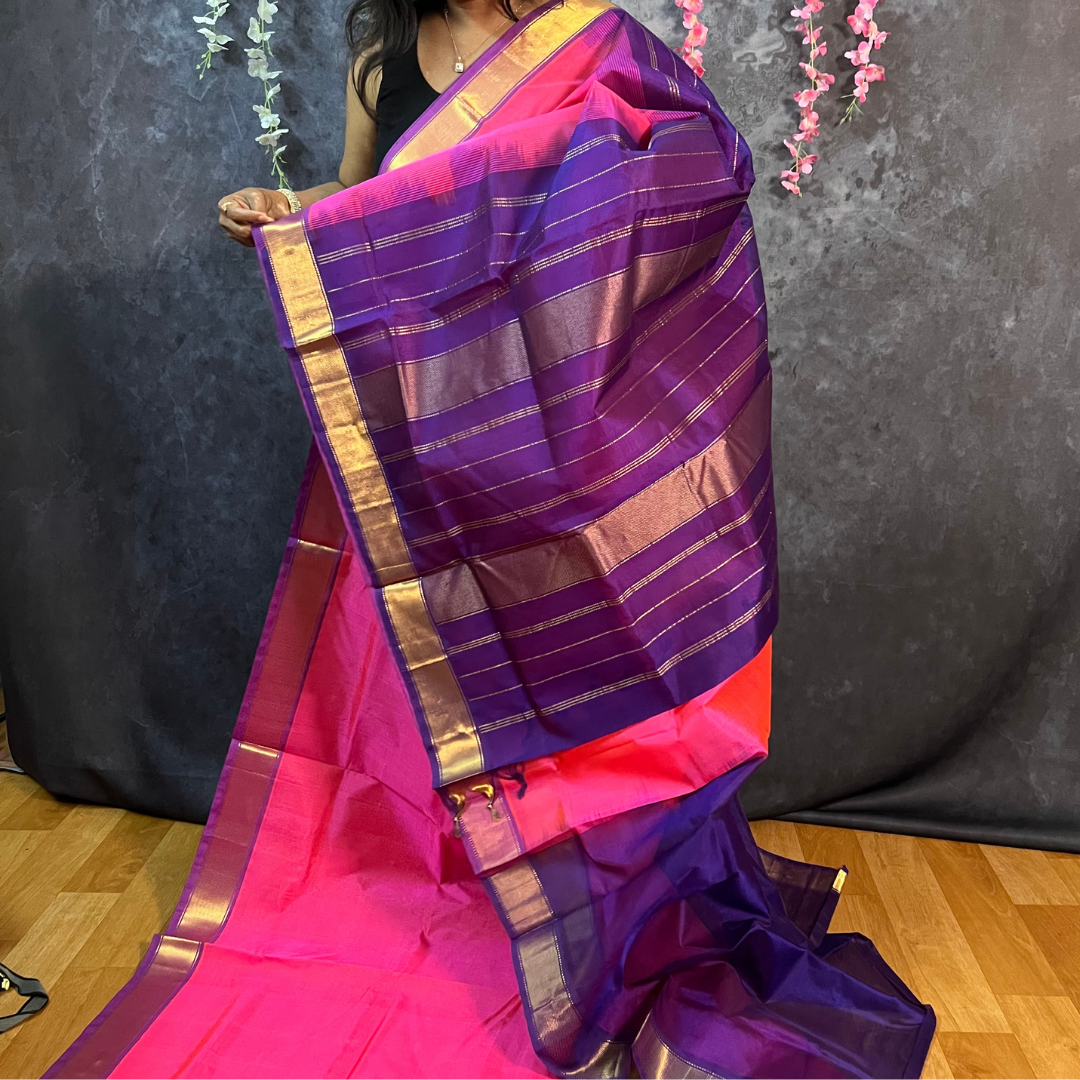 Bright Pink Silk Cotton Saree