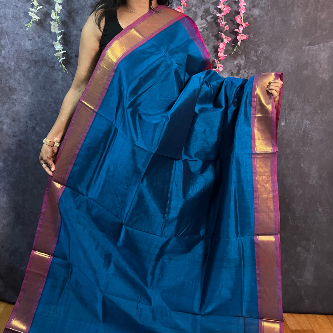 Sapphire Blue Silk Cotton Saree