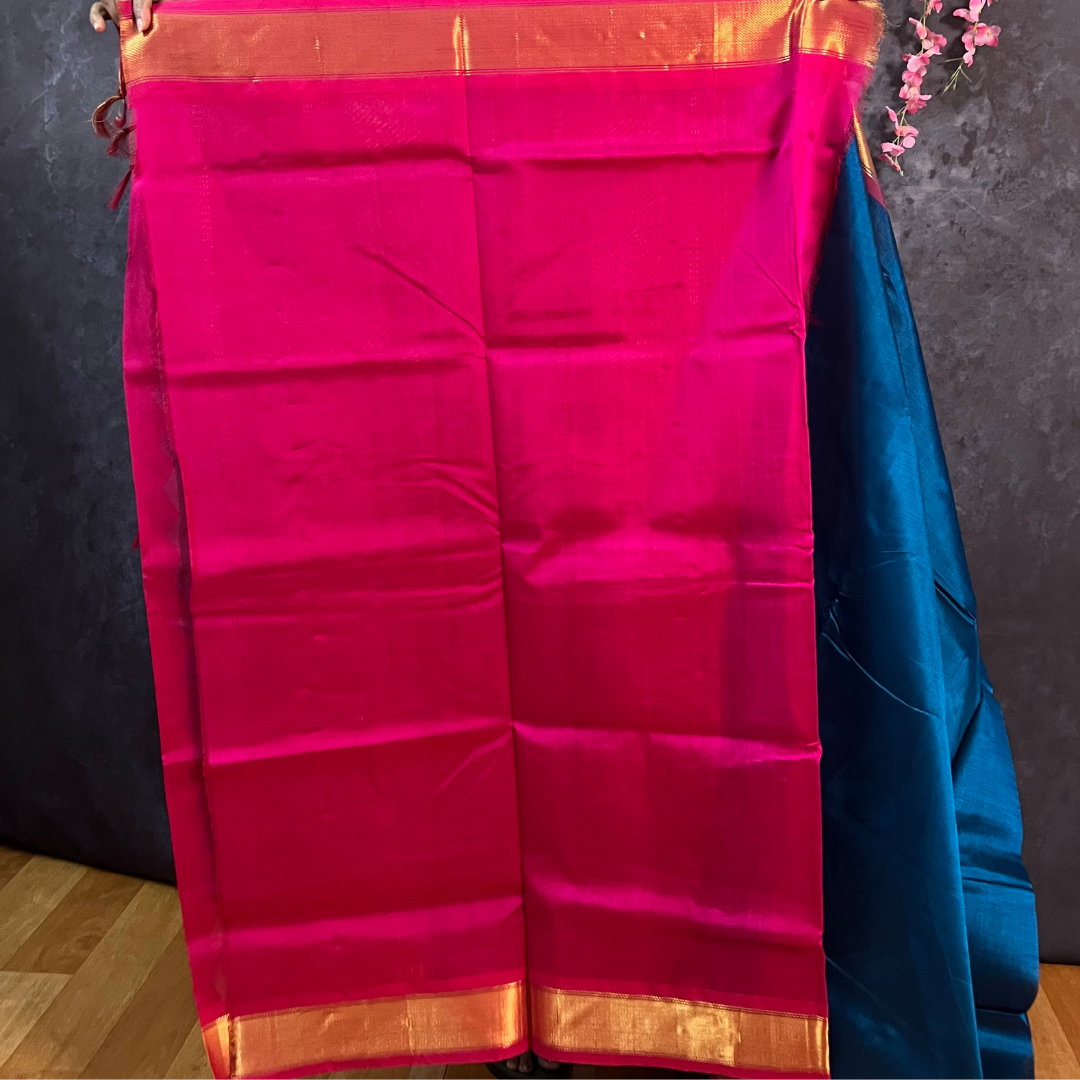 Sapphire Blue Silk Cotton Saree