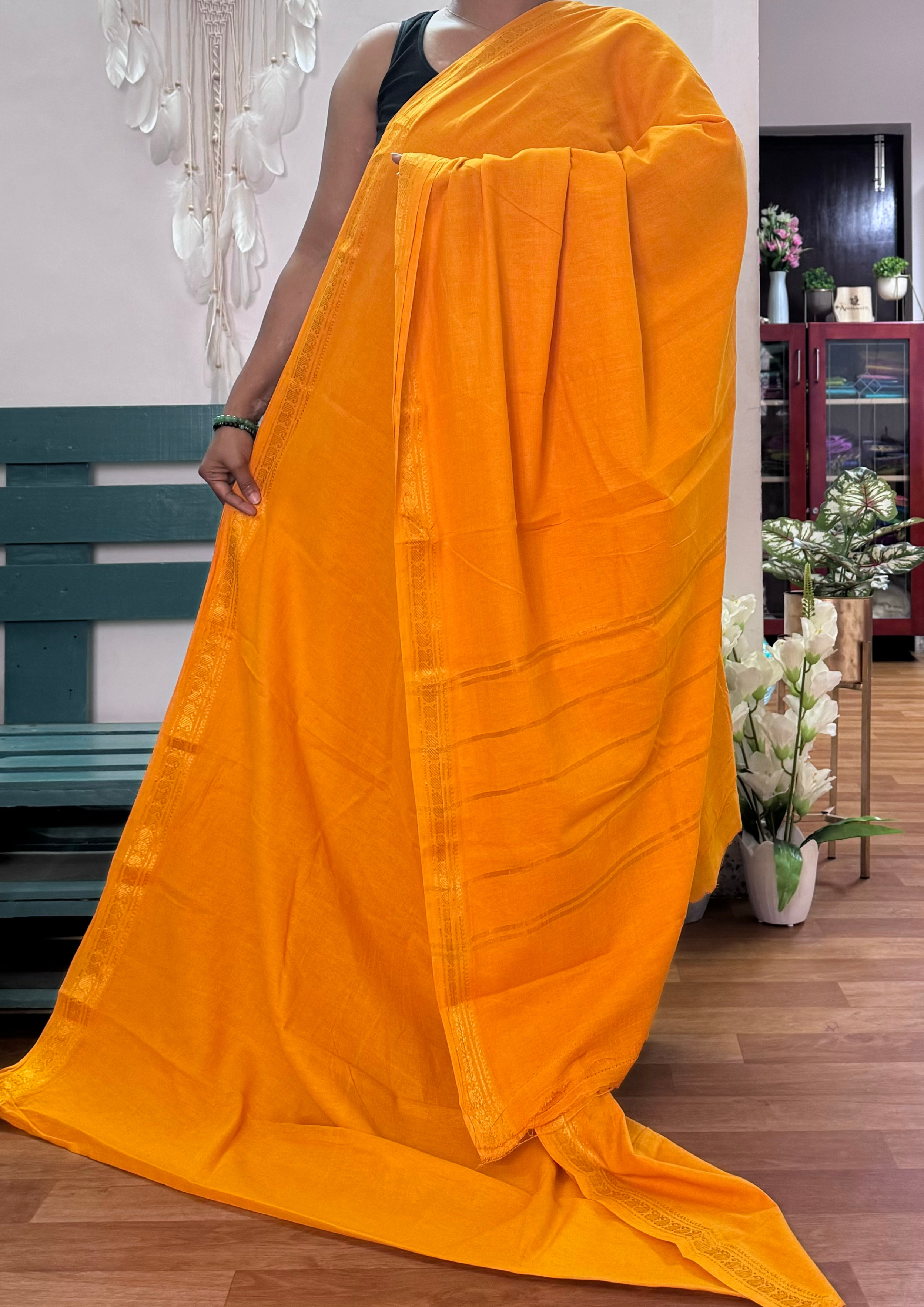 Yellow Sungudi Cotton Saree