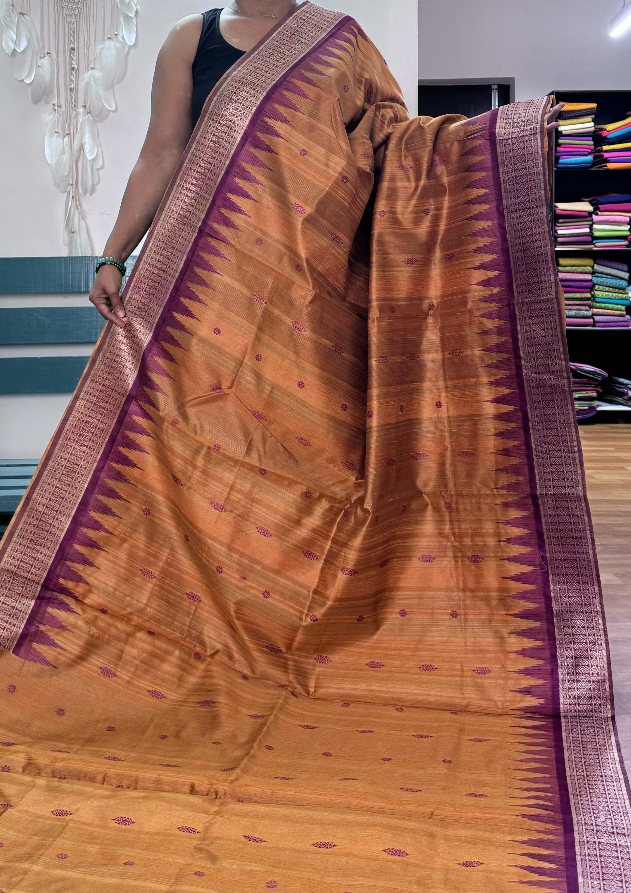 Fire Yellow Banarasi Silk Saree