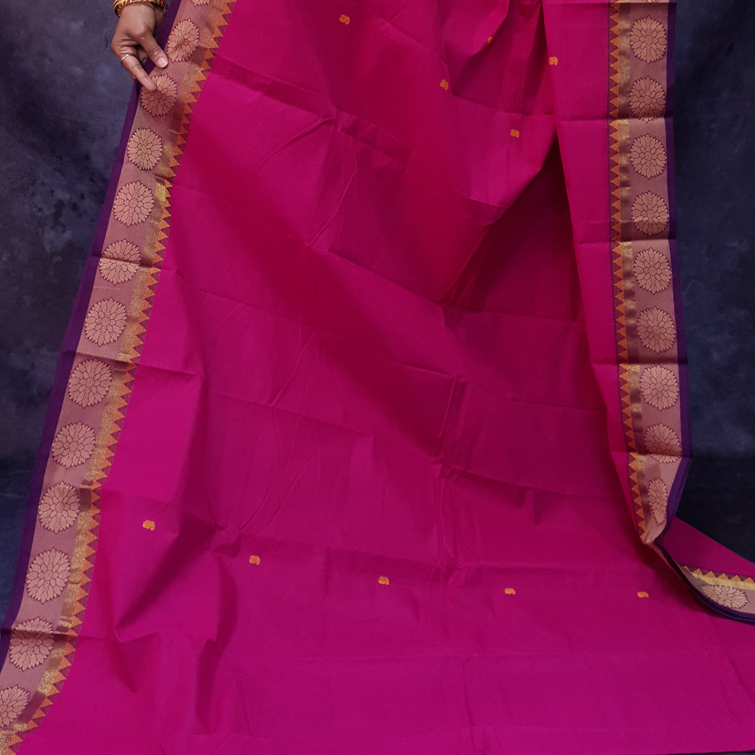 Pink Butta Chettinadu Thread Broder cotton saree