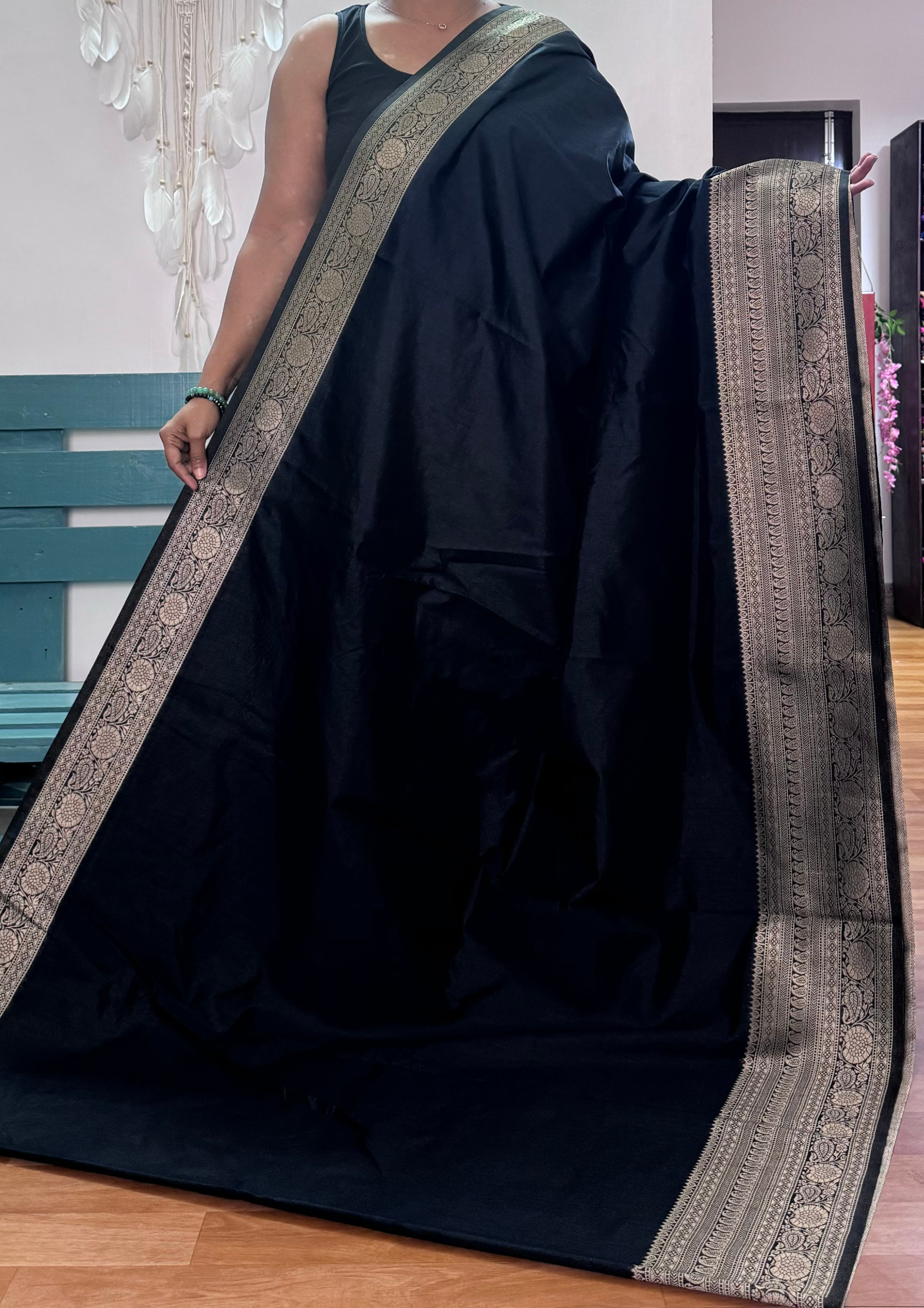 Balck Banarasi Silk Saree