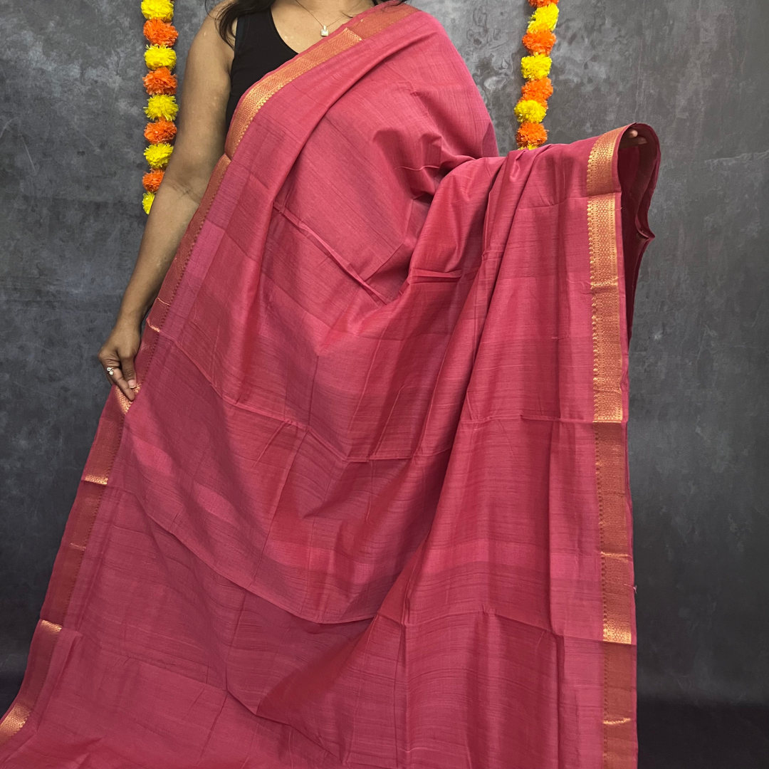 Dusty Pink Mangalagiri Handloom Cotton Saree