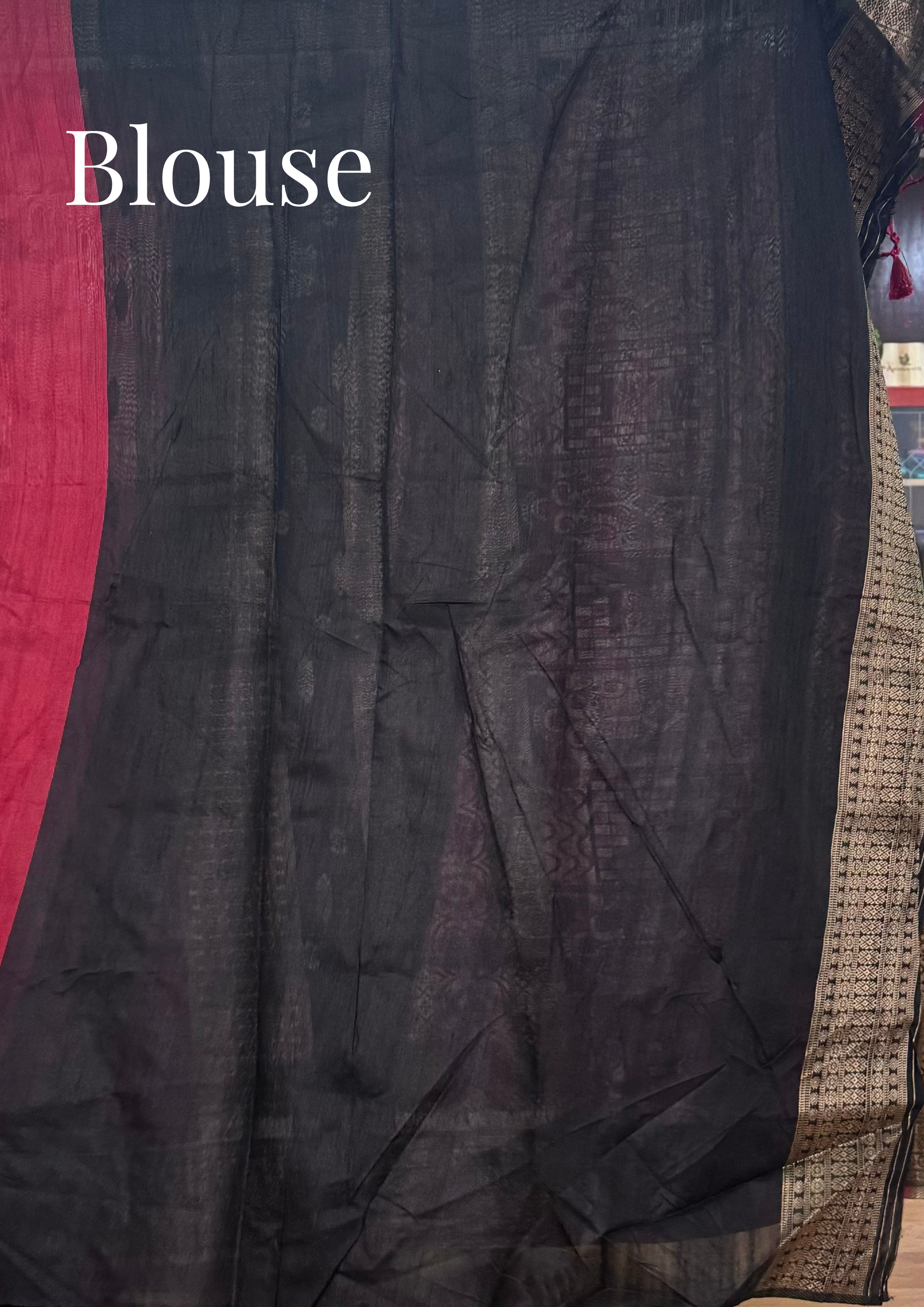 Red and Black Banarasi Silk Saree