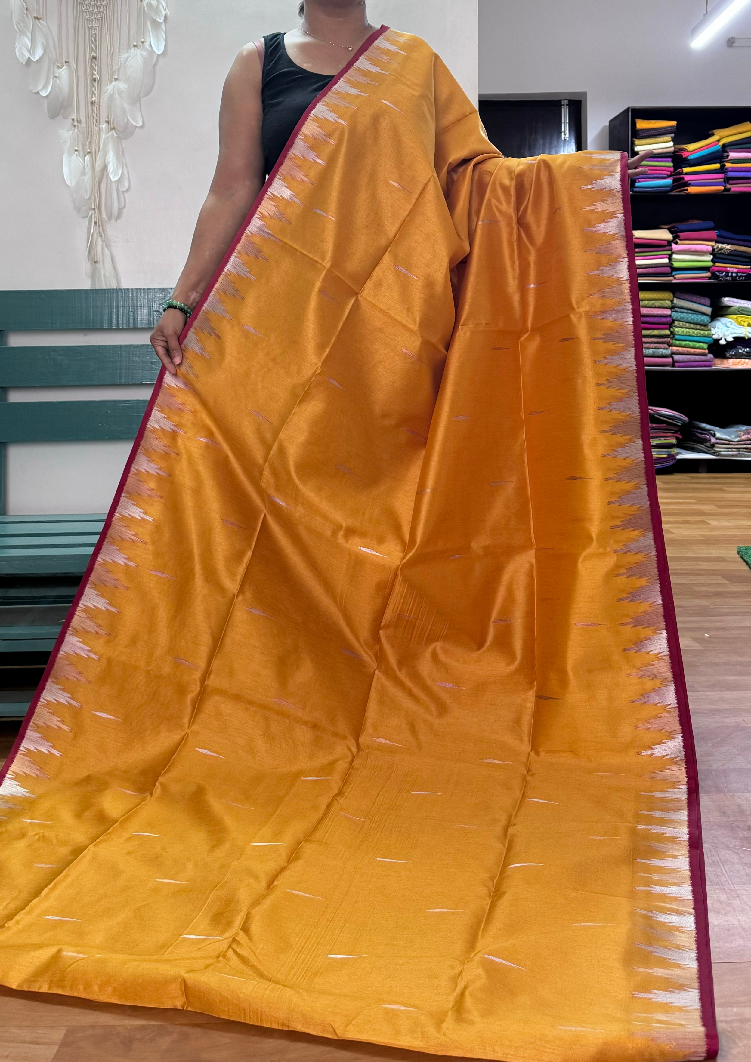 Golden Yellow Banarasi Silk Saree