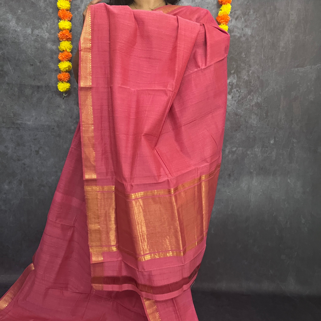 Dusty Pink Mangalagiri Handloom Cotton Saree