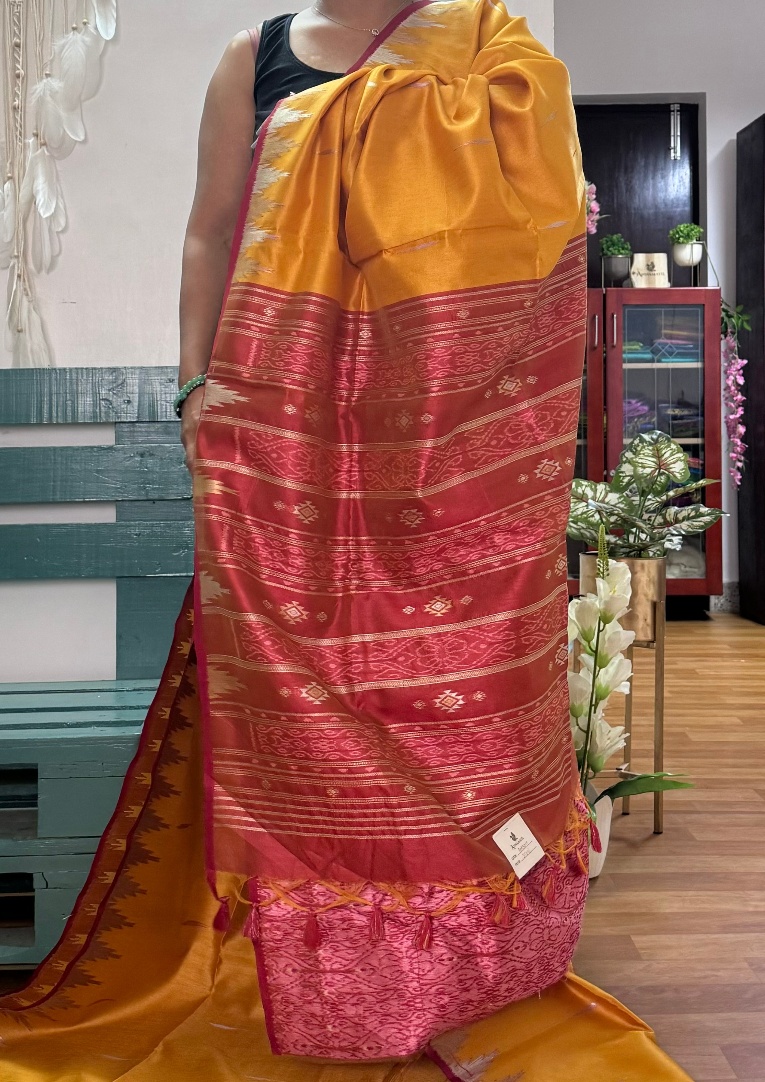 Golden Yellow Banarasi Silk Saree