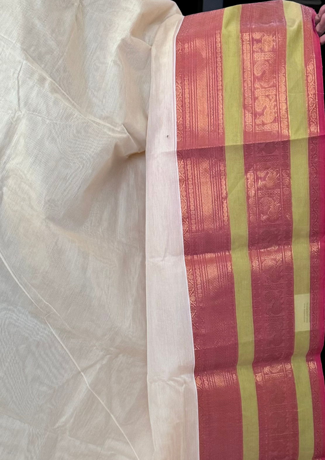 Offwhite Big Border Chettinadu Cotton Saree