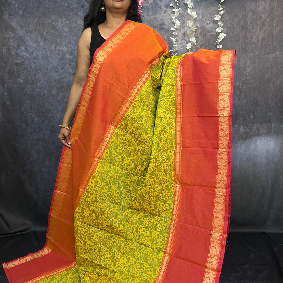 Yellow Vanasingaram Cotton saree