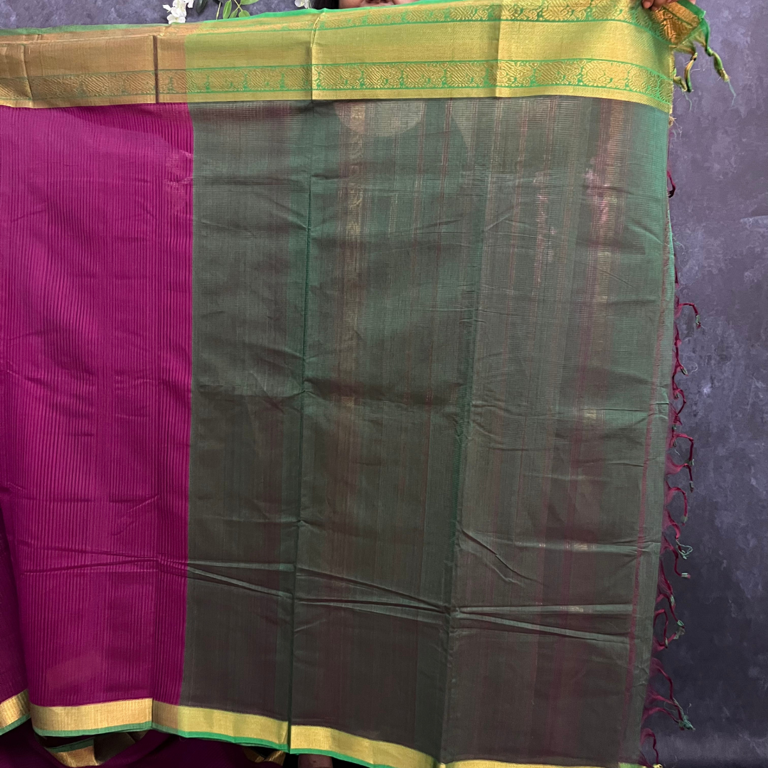 Bright Magenta Mangalagiri Handloom Cotton Saree