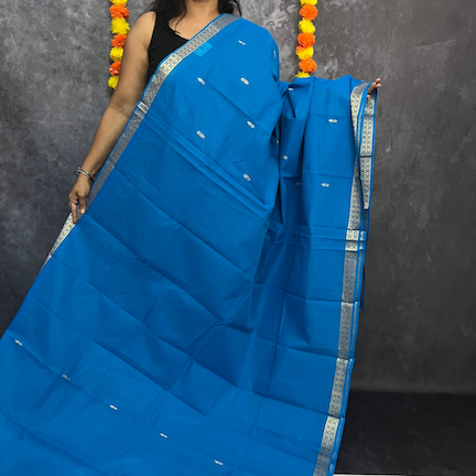 Blue Butta Chettinadu cotton saree