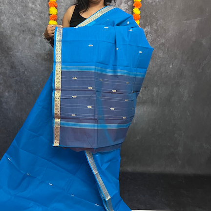 Blue Butta Chettinadu cotton saree